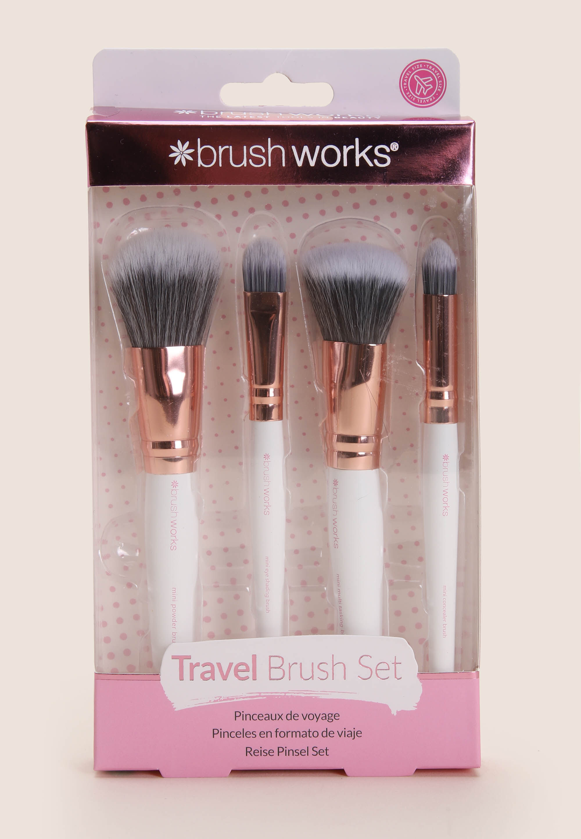 Womens 4pk White Travel Makeup Brush Set