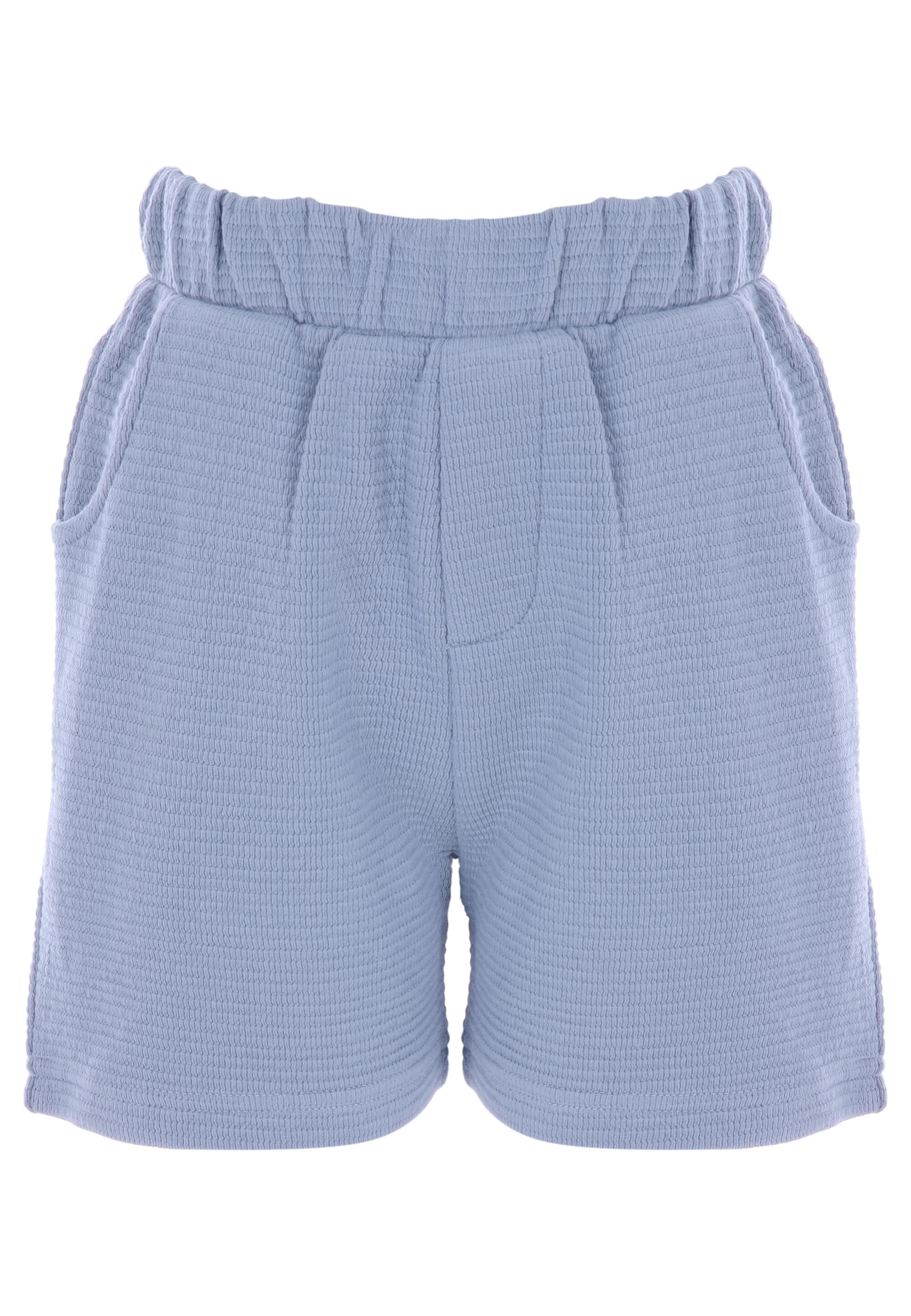 Younger Boys Blue Waffle Texture T-Shirt & Shorts Set