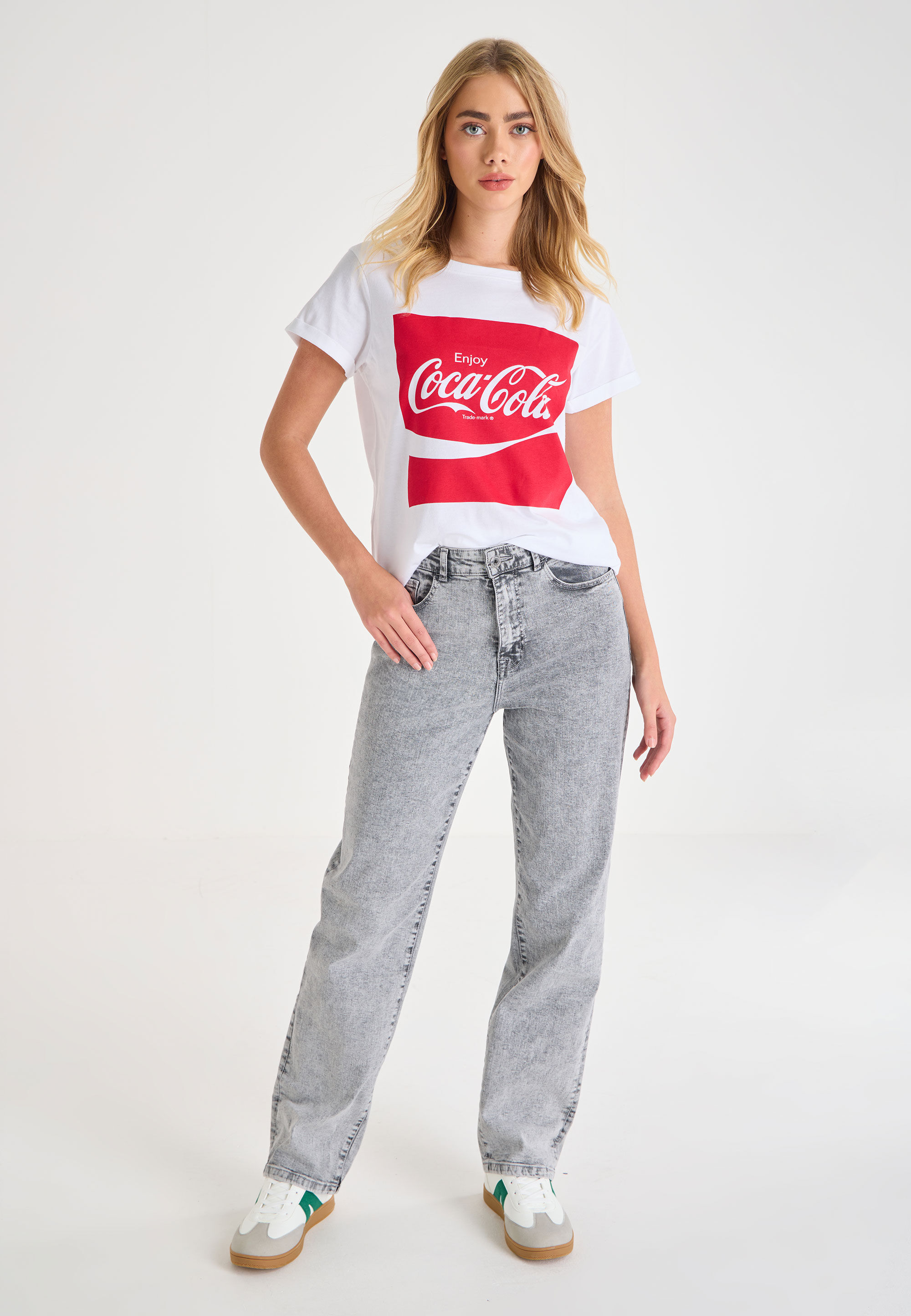 Womens White & Red Coca Cola Graphic T-Shirt