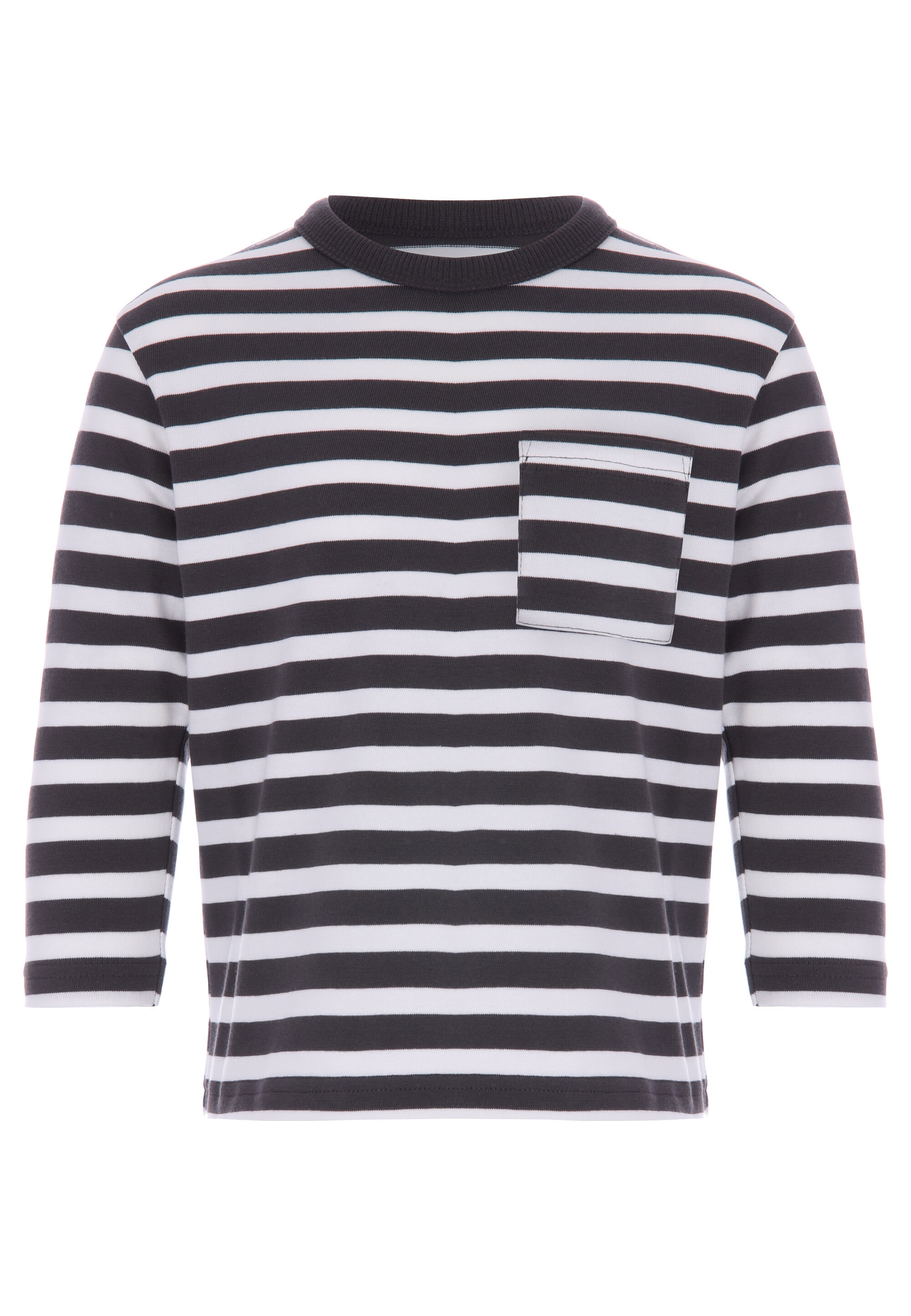 Younger Boys Grey Stripe Long Sleeve T-Shirt