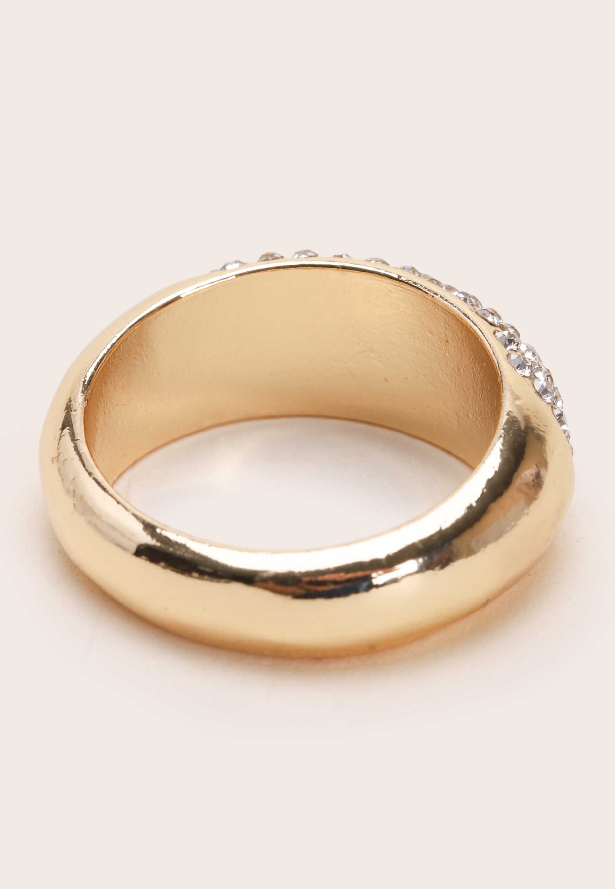 Womens Gold Diamante Bling Ring