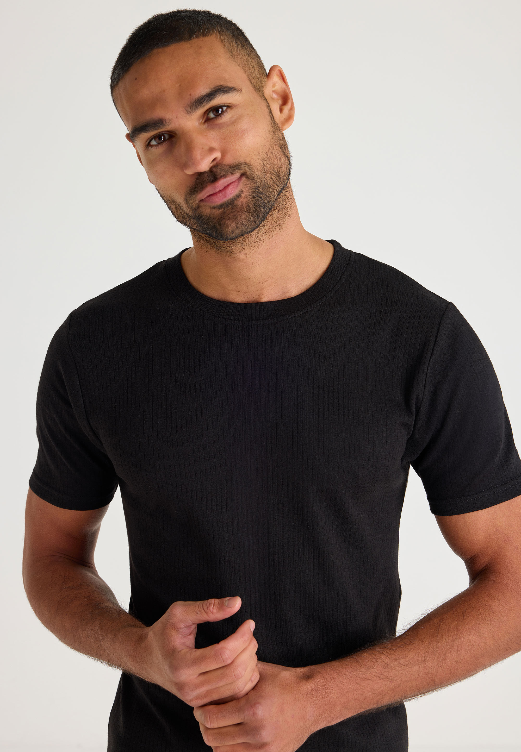 Mens Black Medium Weight Thermal Short Sleeve Top