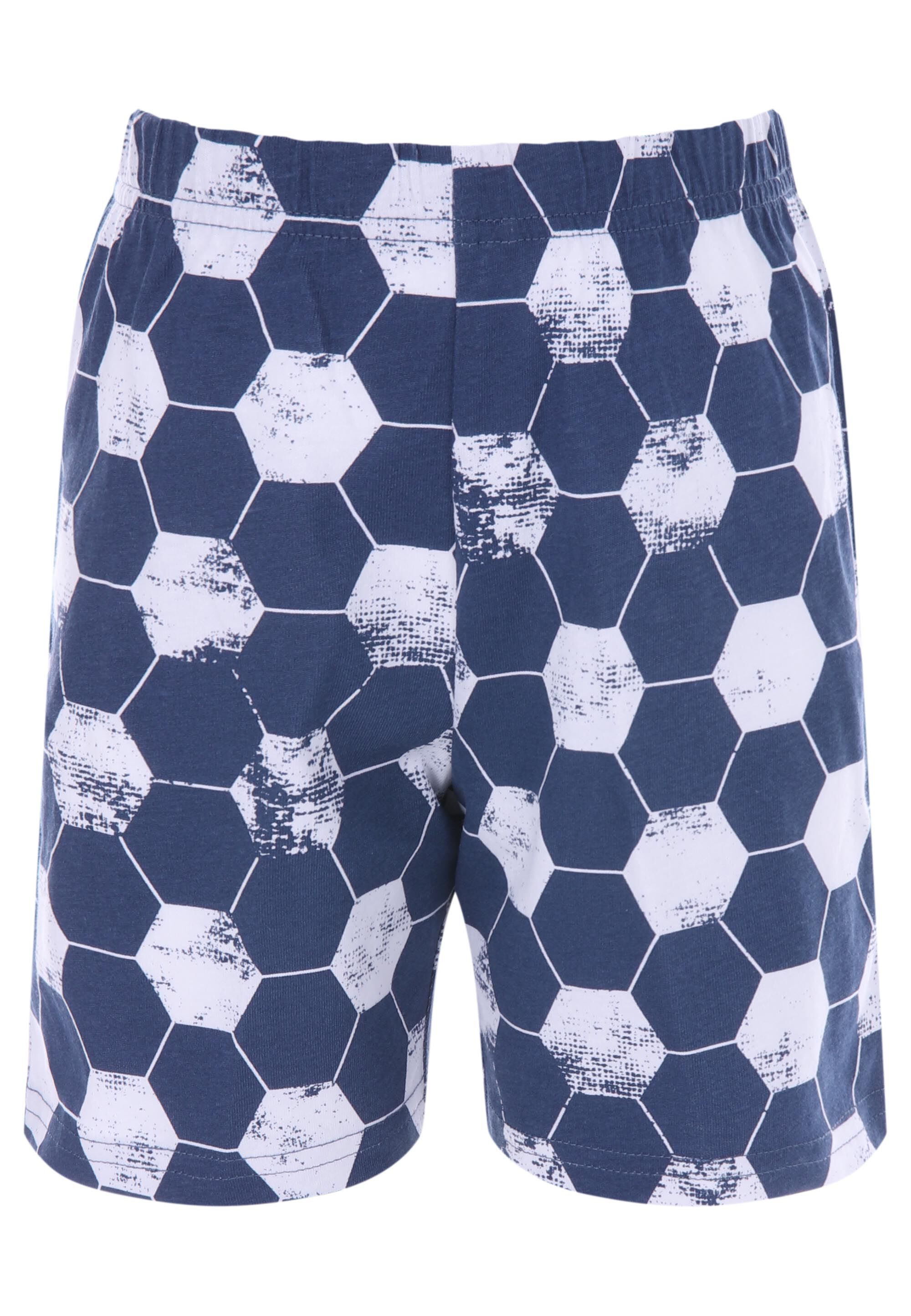 Younger Boys Navy Football Top & Shorts Pyjama Set
