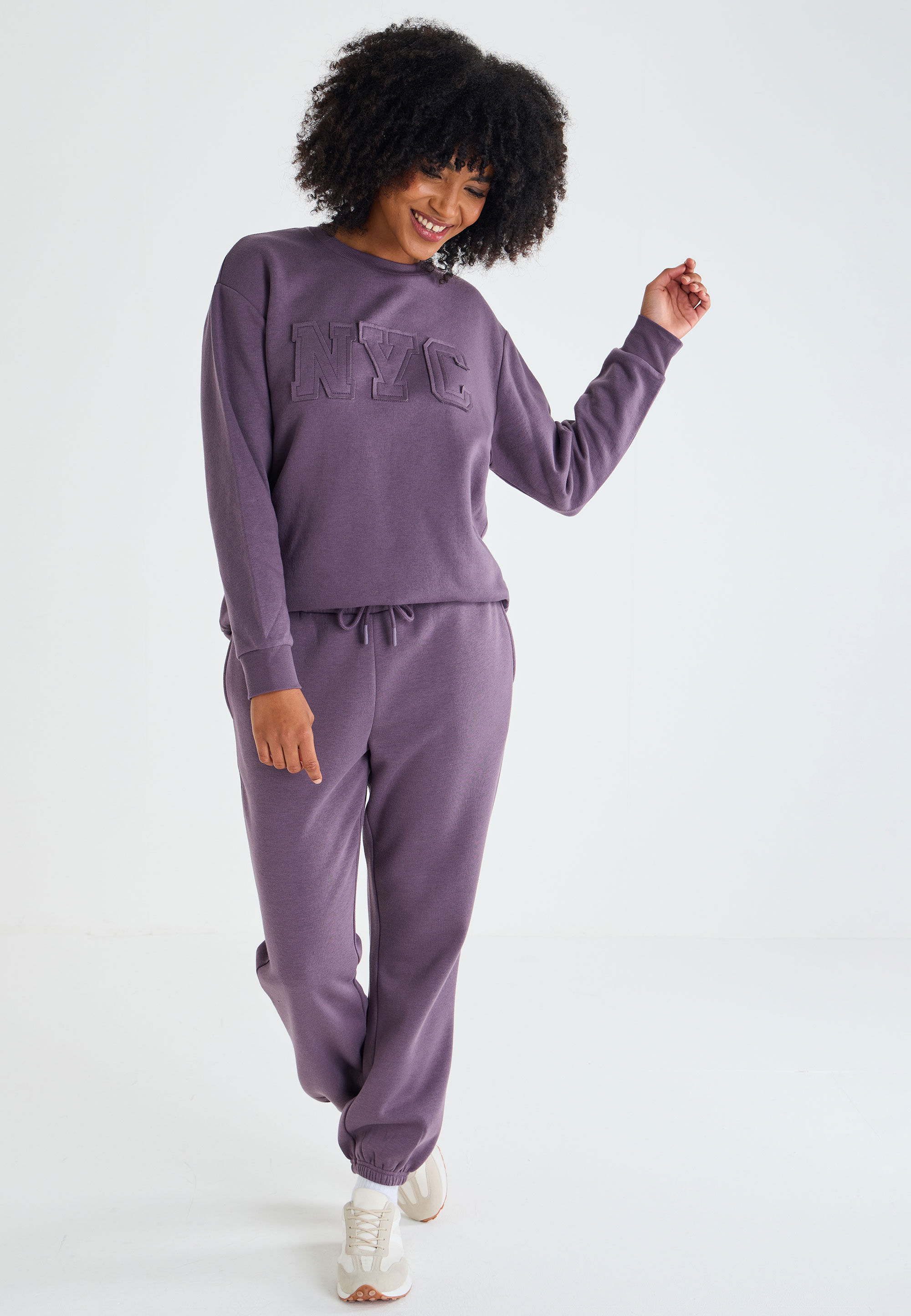 Womens Purple Cuffed Joggers