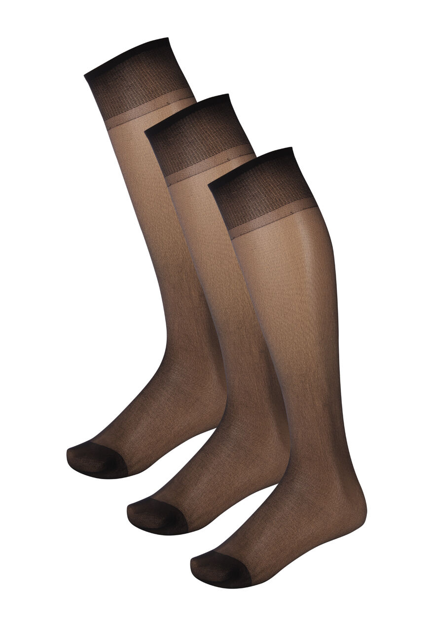 Womens 3pk 15 Denier Black Knee Highs