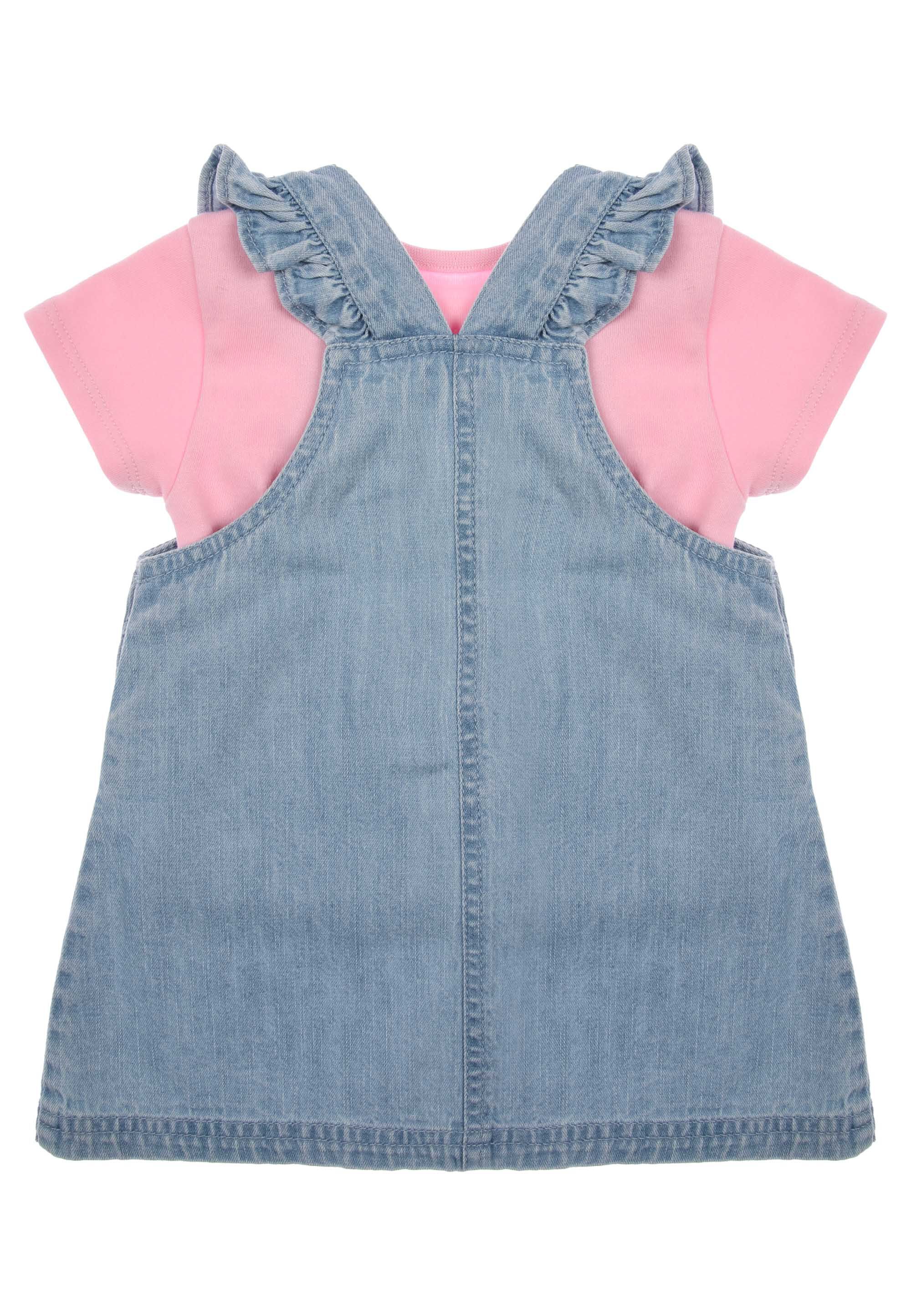 Baby Girl Blue Denim Chambray Dress & T-Shirt Set