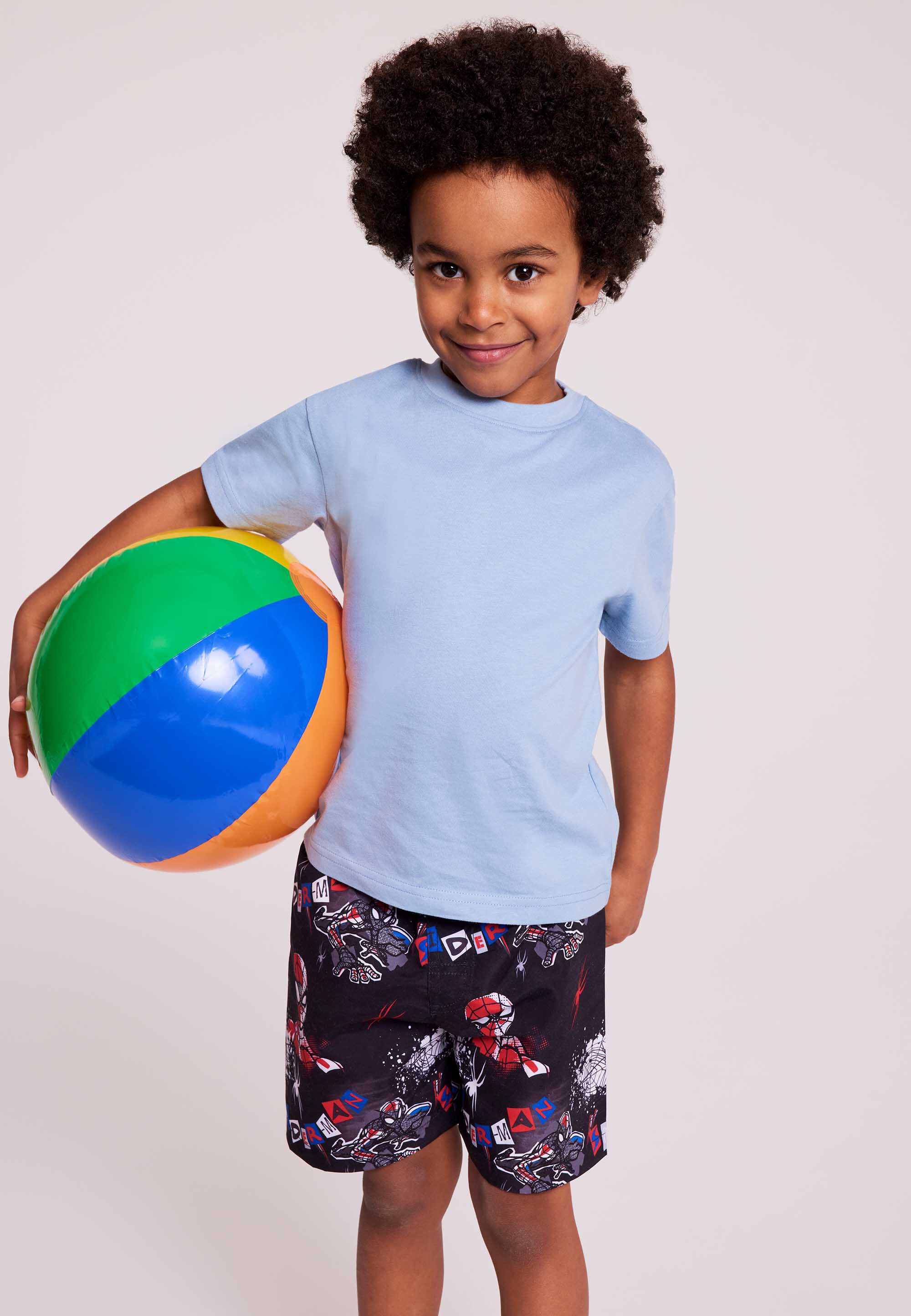 Younger Boys Black Spider-Man Print Swim Shorts