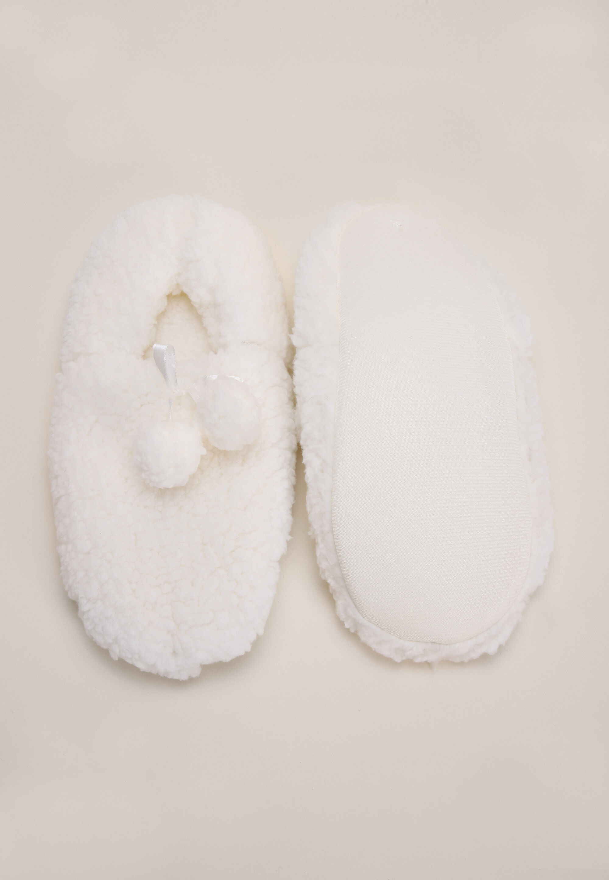 Womens Cream Sherpa Ballerina Slipper Socks