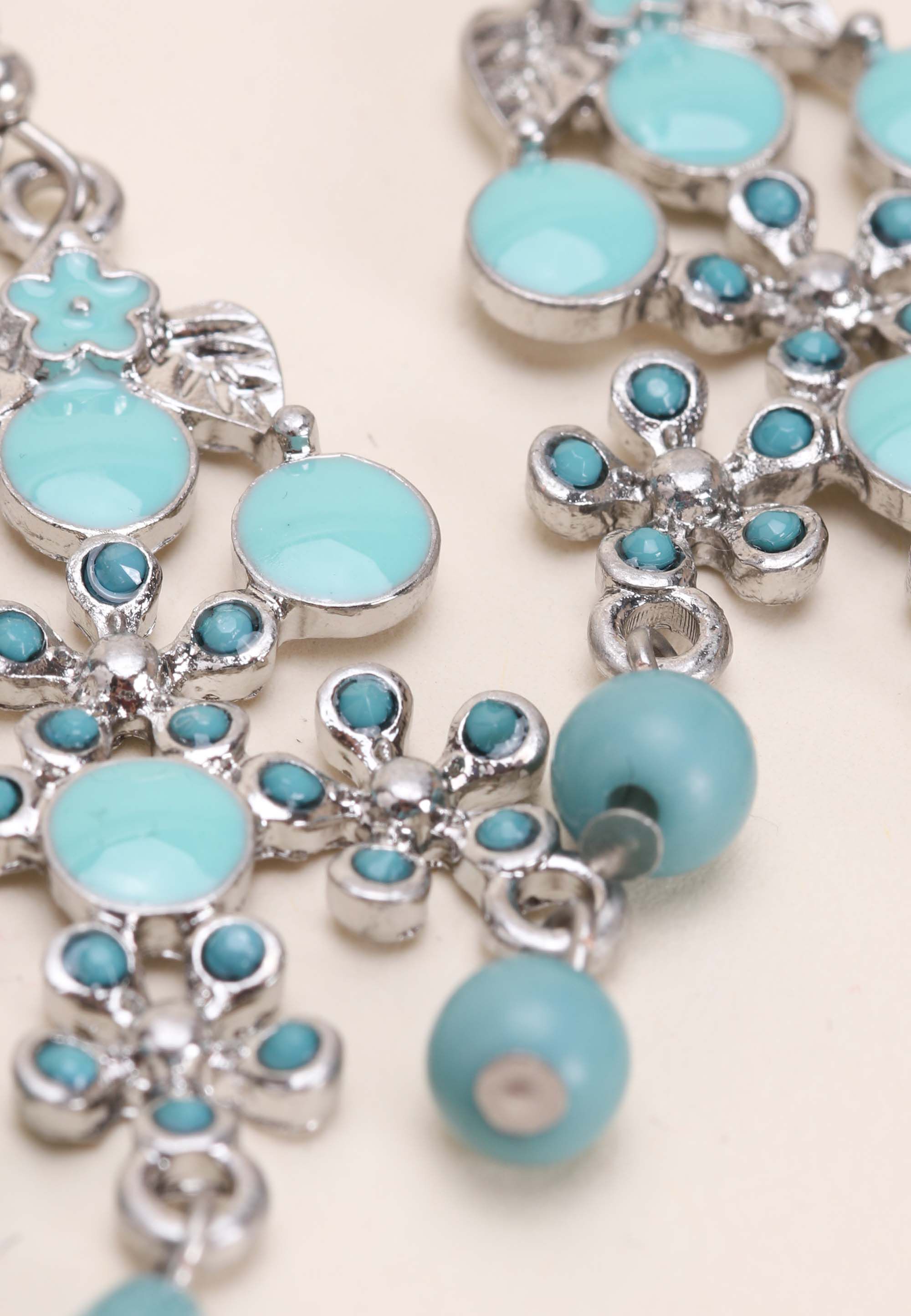 Womens Turquoise Stone Small Chandelier Earrings