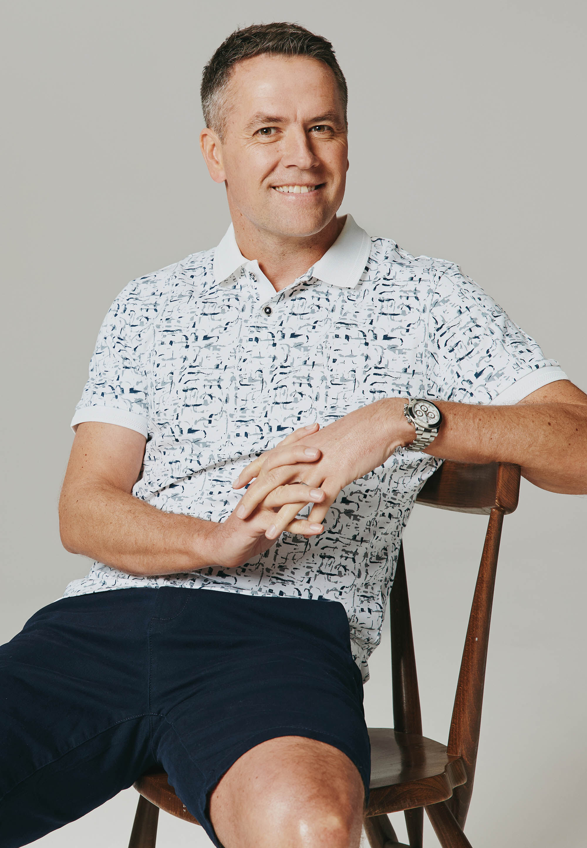 Mens White Sketch Print Short Sleeve Polo Shirt