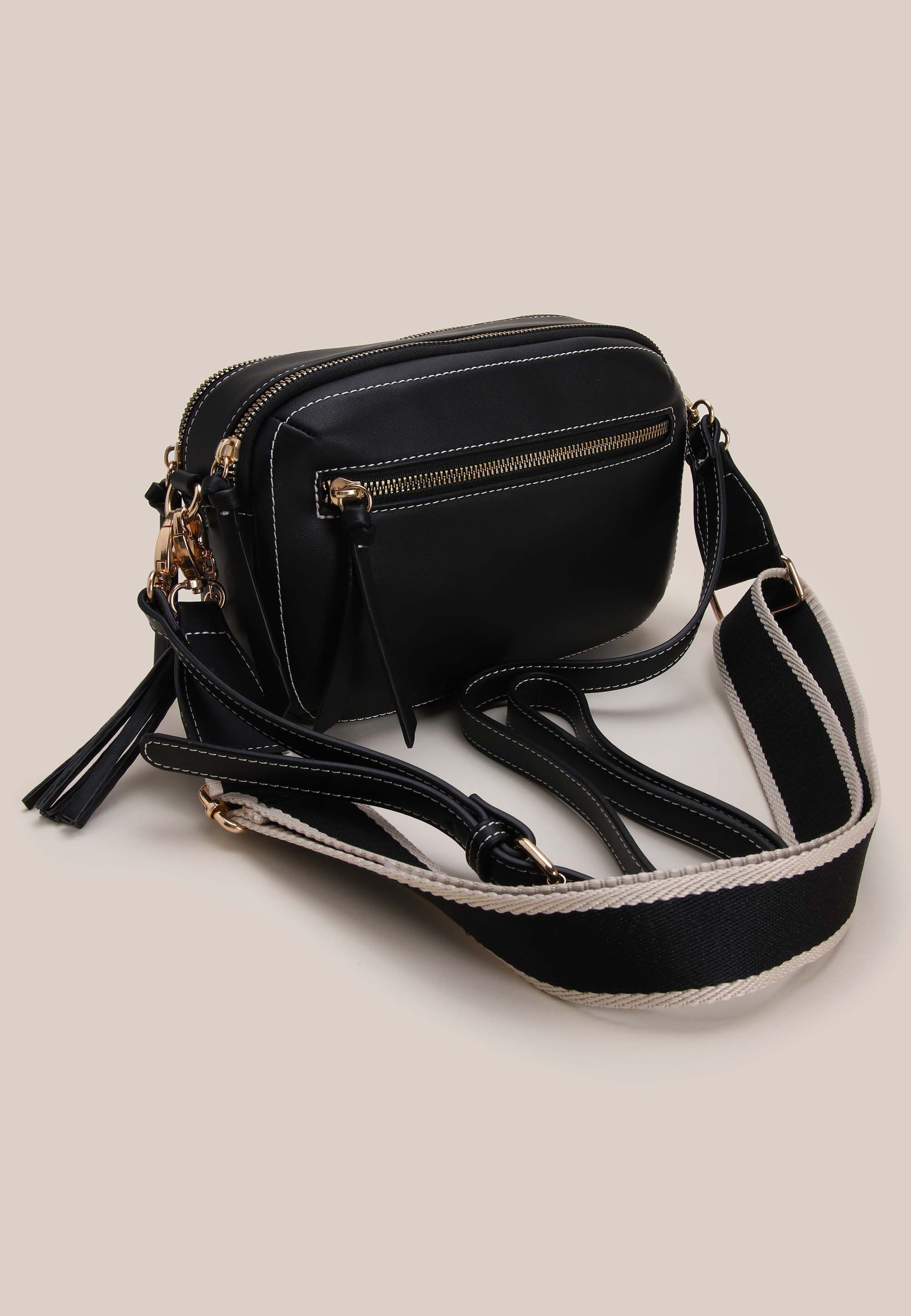Womens Black Tassel PU Camera Bag