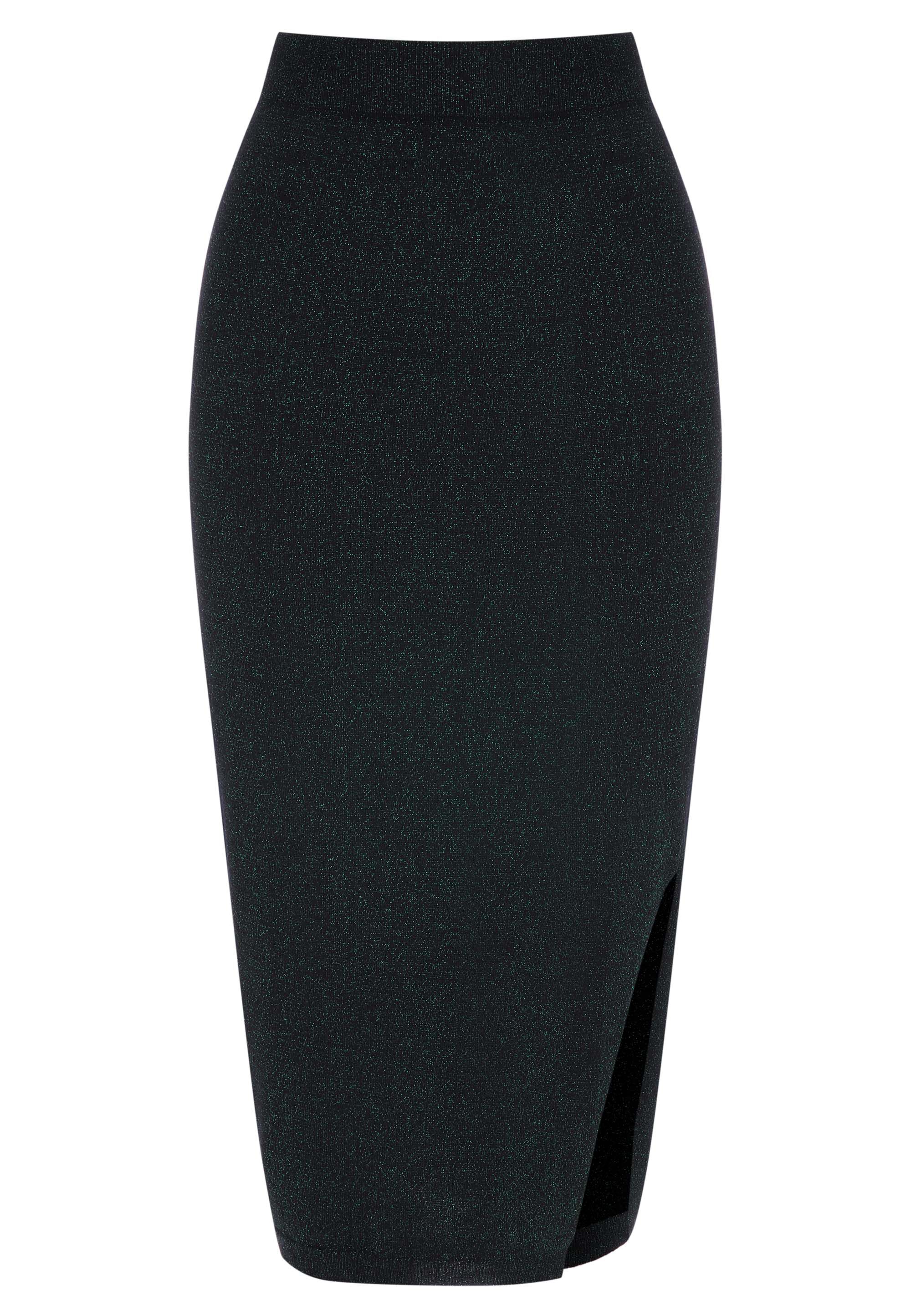 Womens Green Lurex Knit Skirt