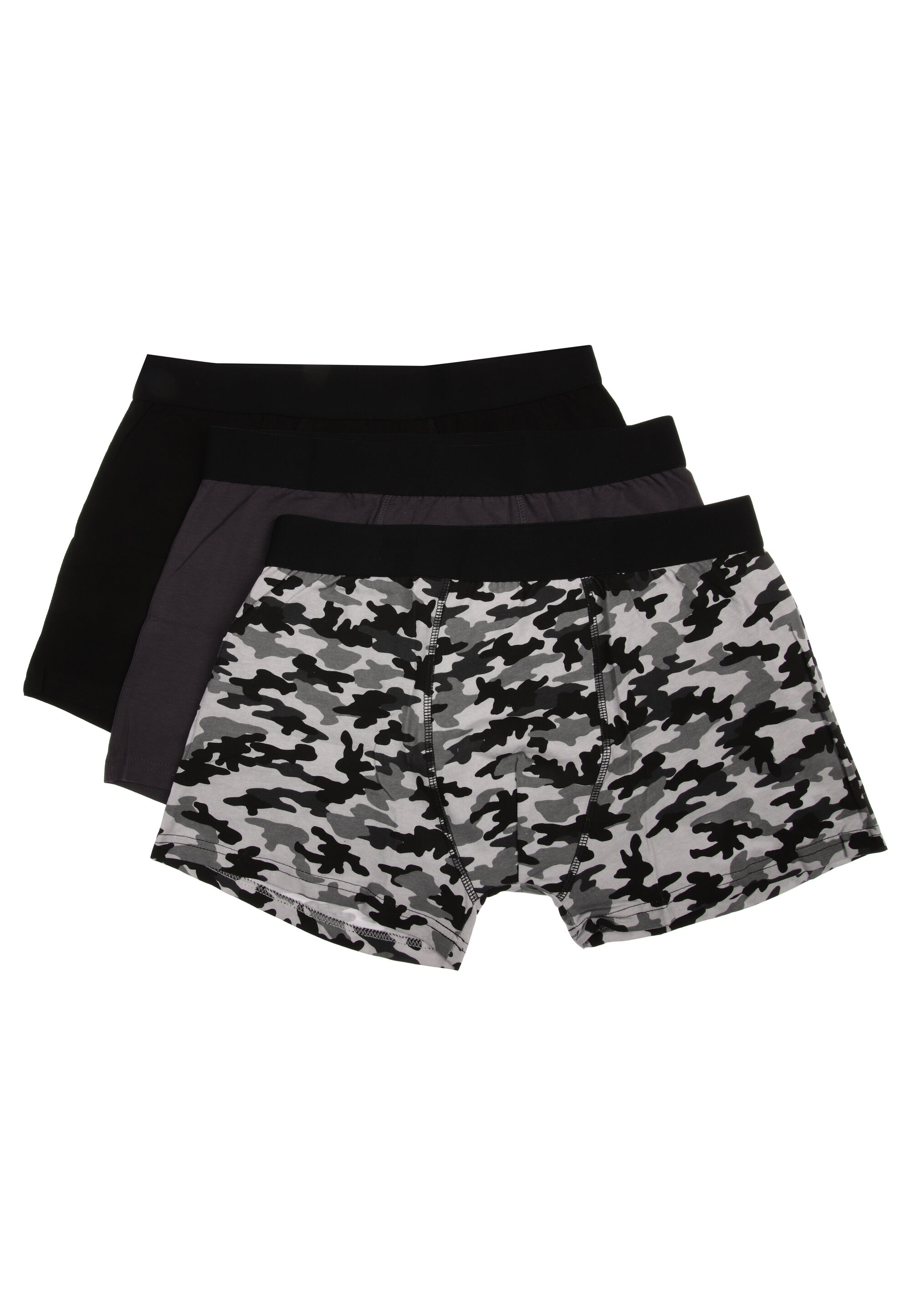 Mens 3pk Grey Camo Print Hipster Trunks