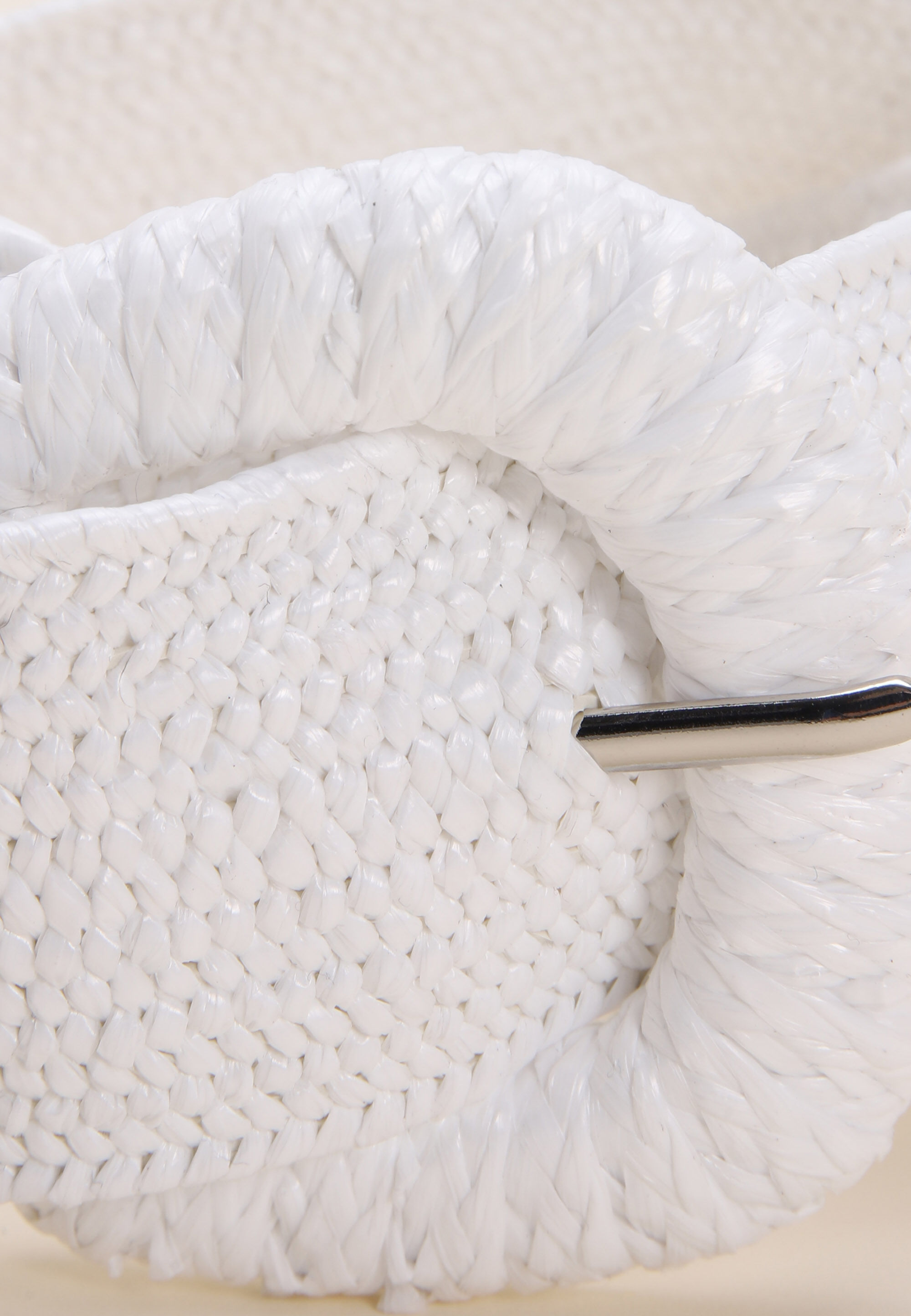 Womens White Woven Stretch Belt
