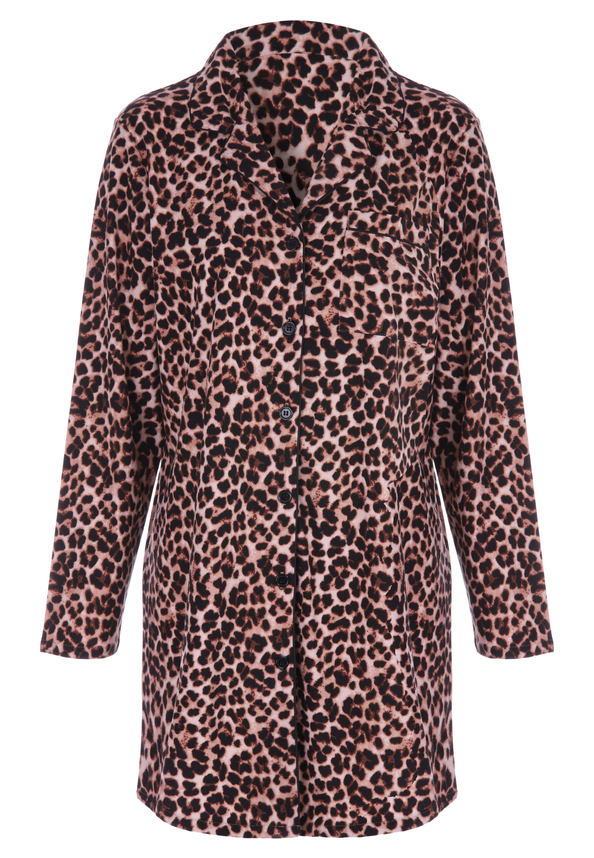 Womens Brown Leopard Print Button Up Nightdress