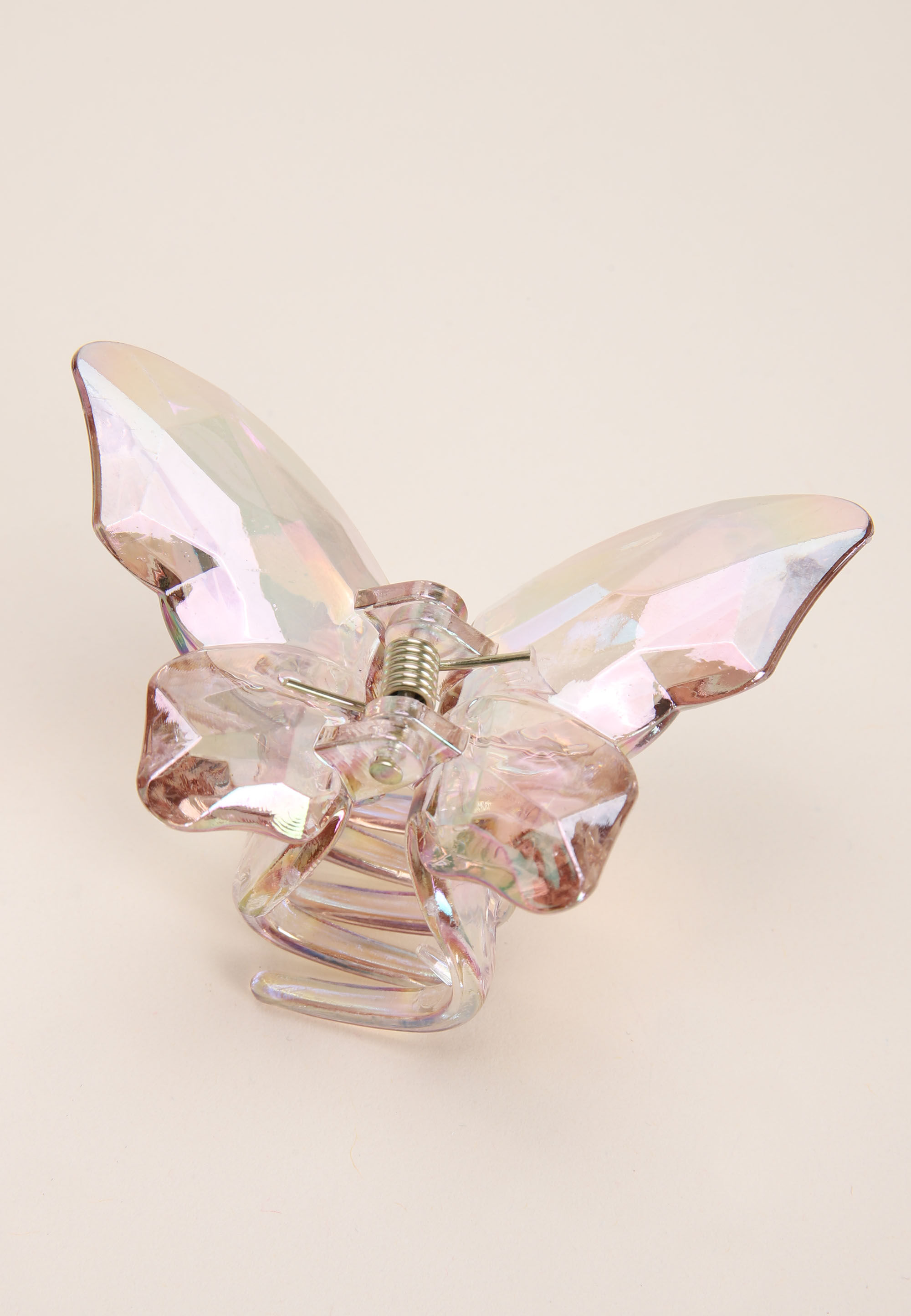 Womens Pink Clear Butterfly Claw Hair Clip