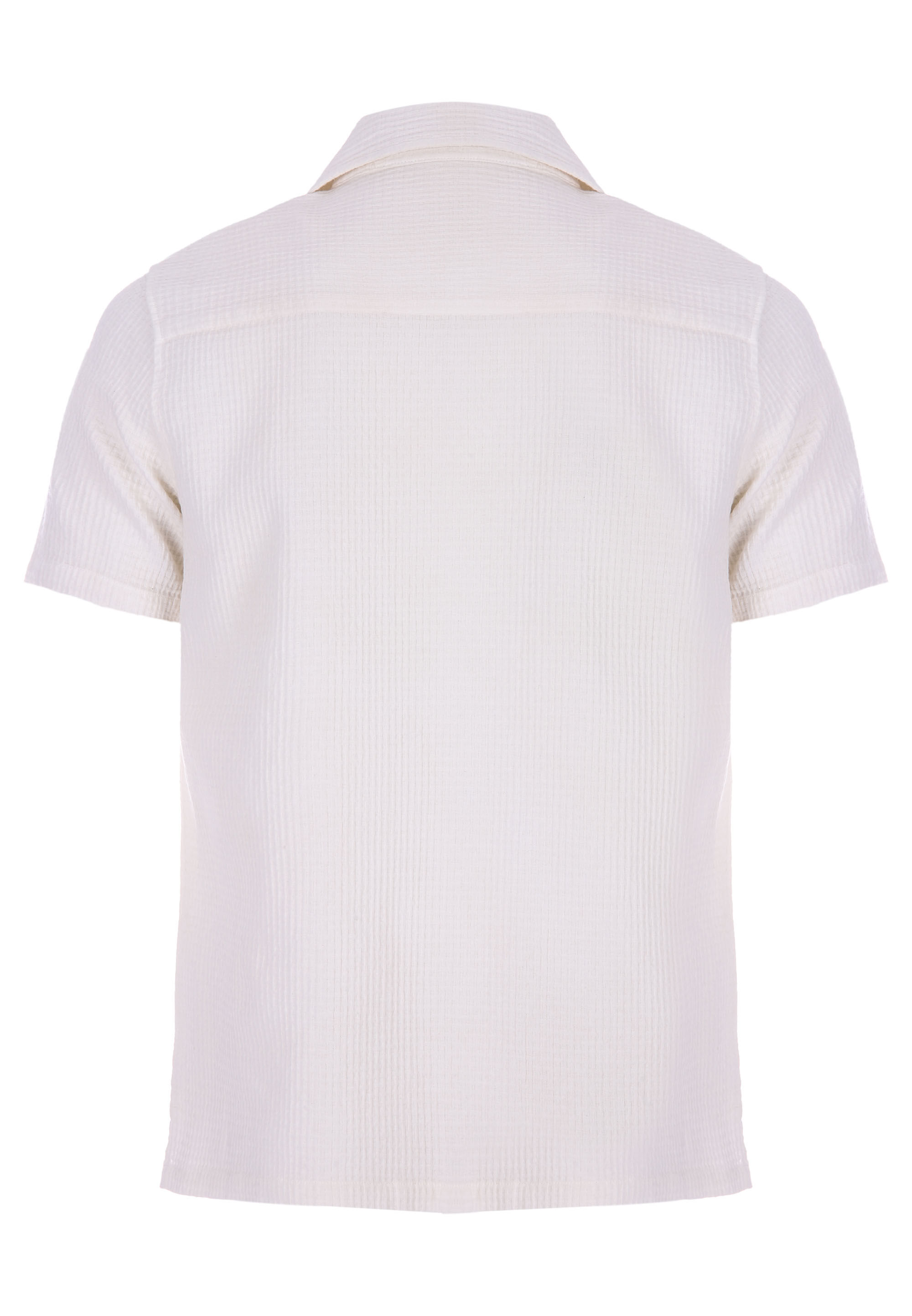 Mens Ecru Waffle Textured Short Sleeve Shirt
