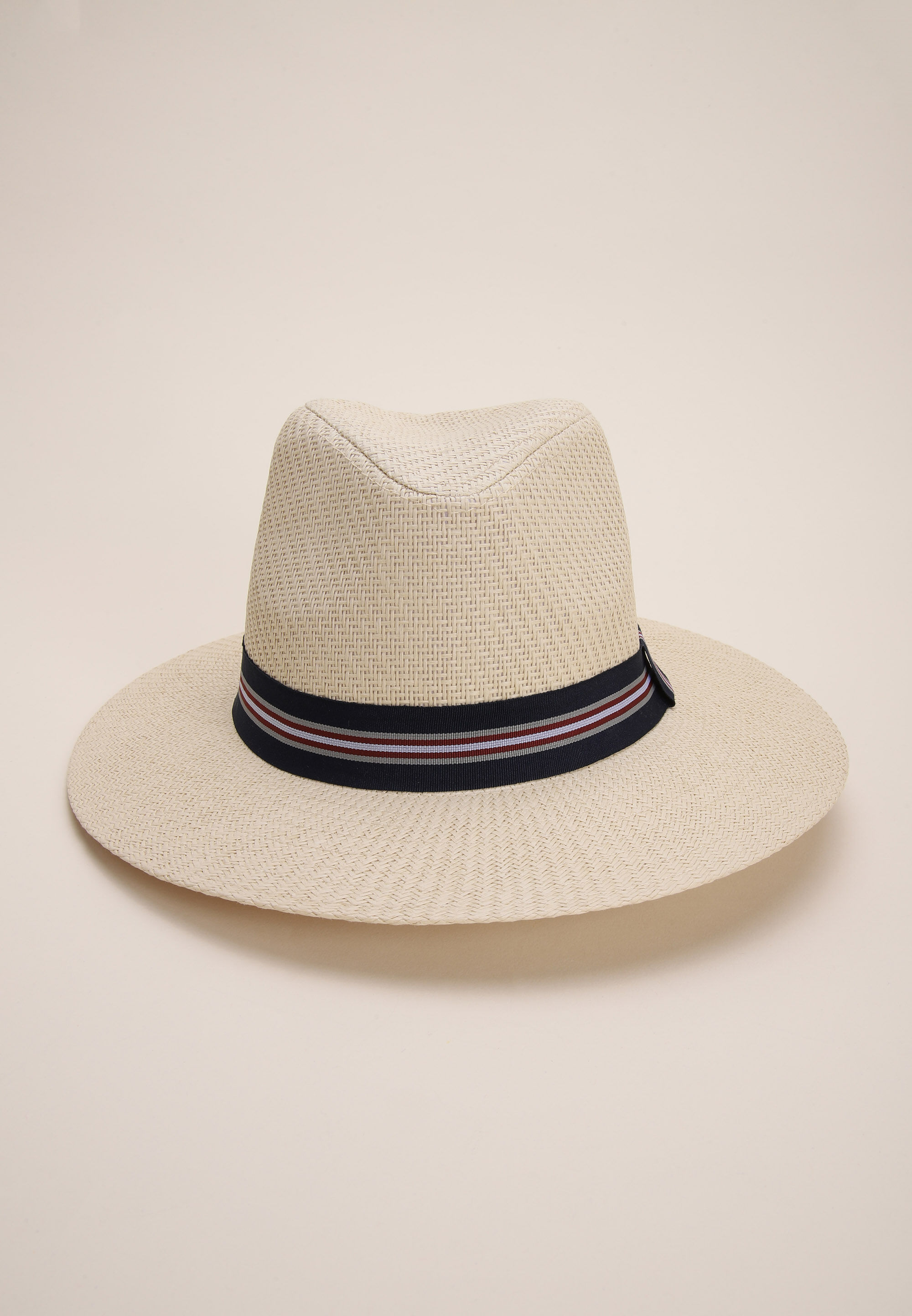 Mens Natural Woven Stripe Panama Hat