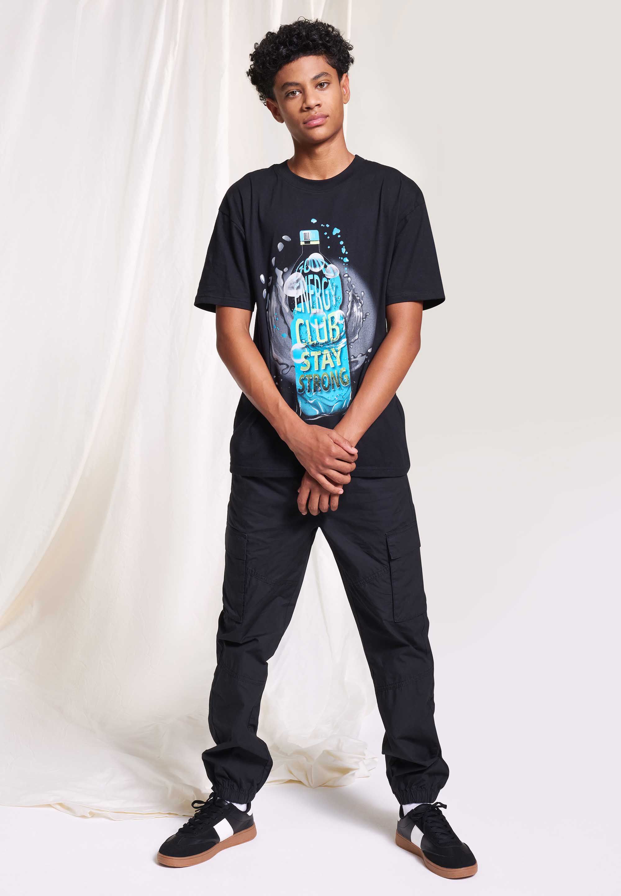 Older Boys Black 3D Gel Textured Bottle T-Shirt