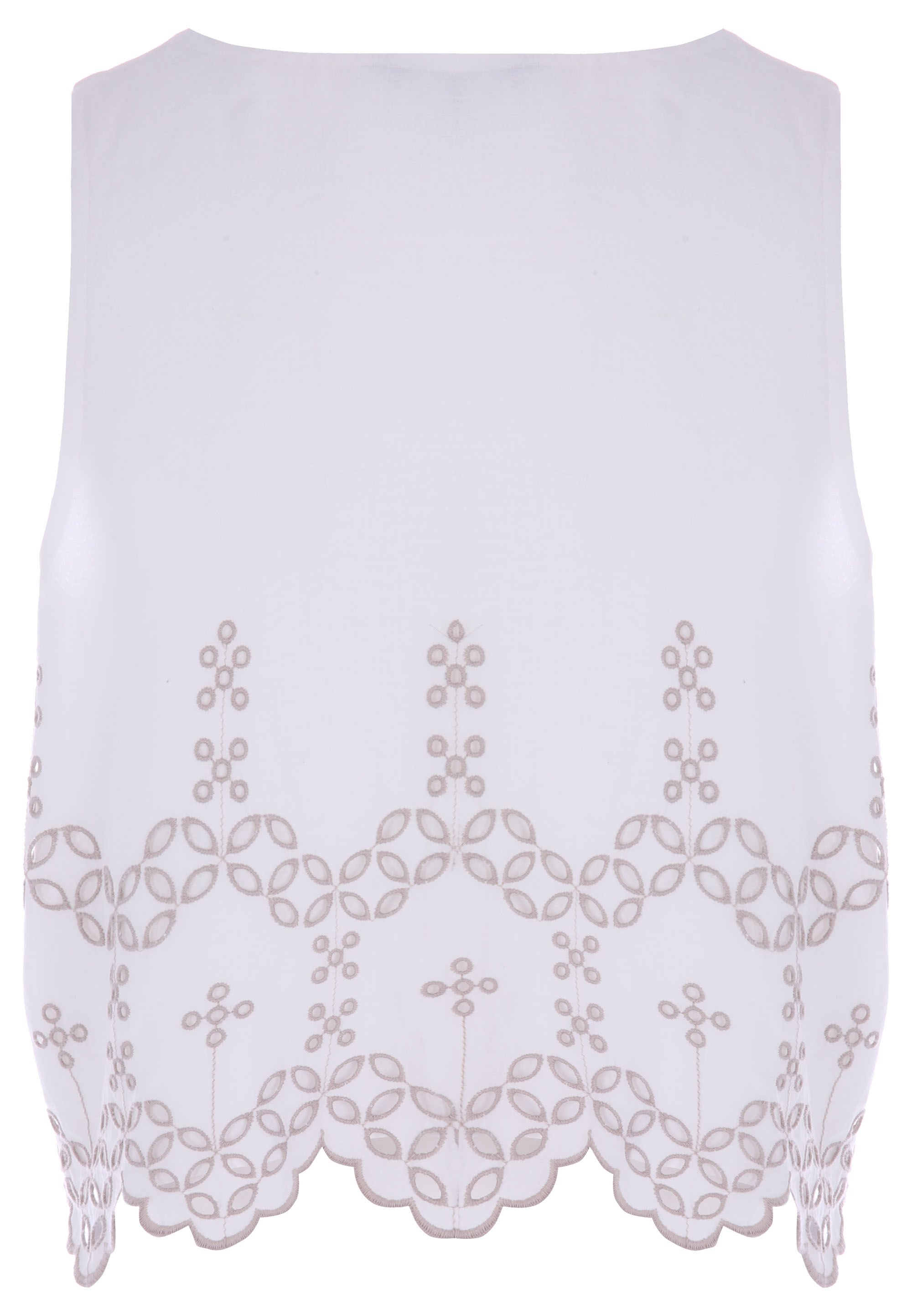 Womens White Broderie Anglaise Vest Top