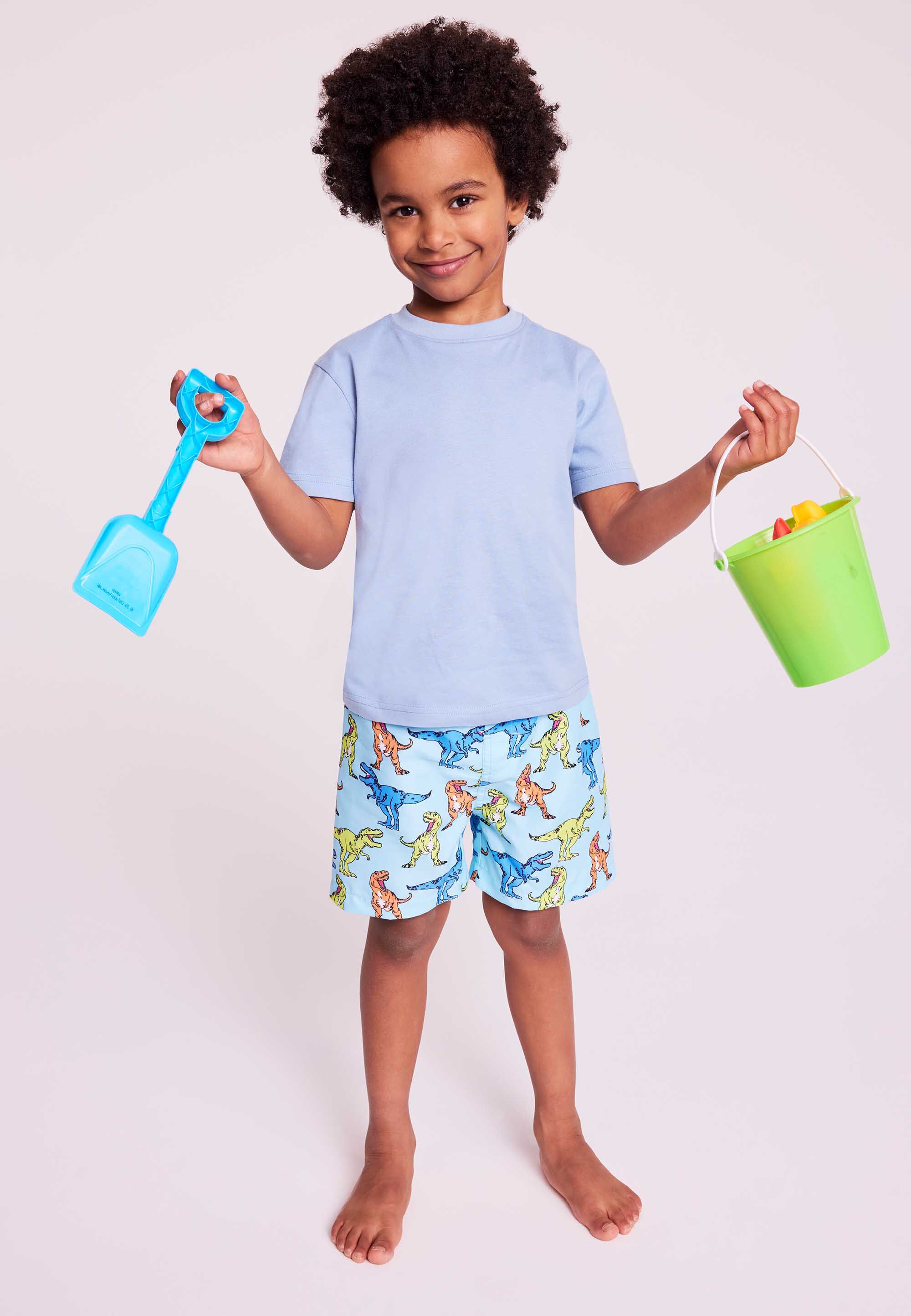 Younger Boys Turquoise Dinosaur Print Swim Shorts