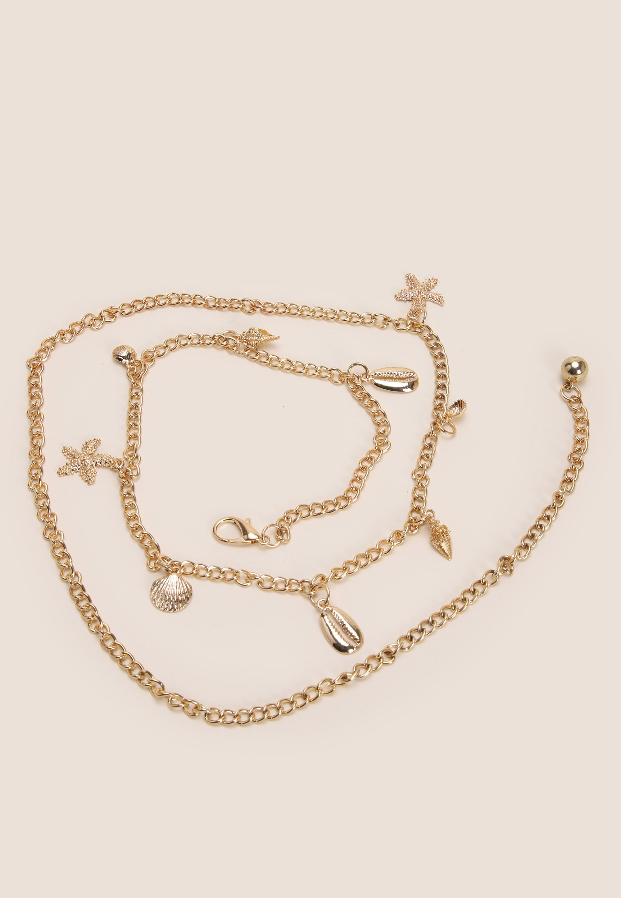 Womens Gold Shell Pendant Chain Belt