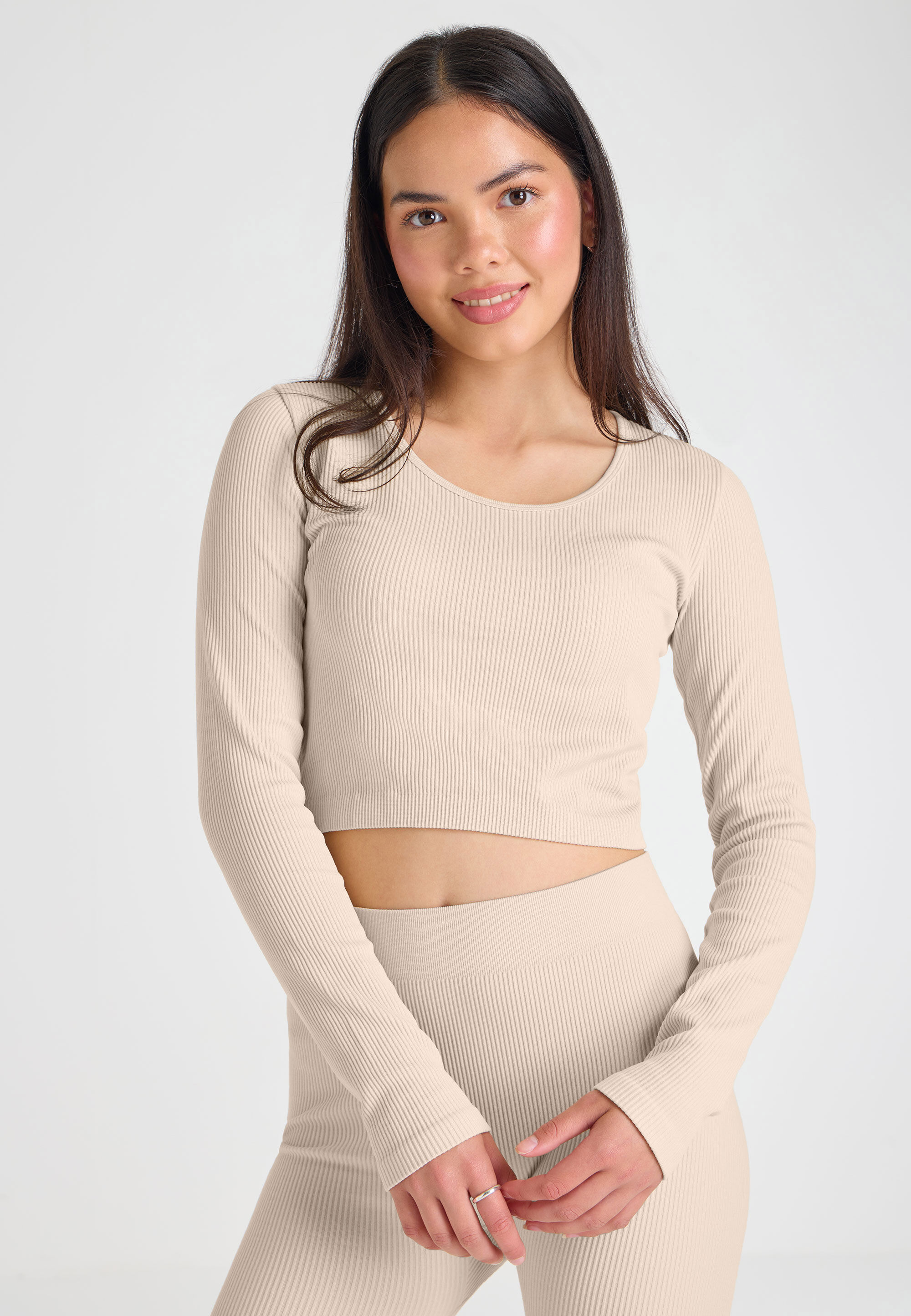 Older Girls Cream Scoop Neck Top