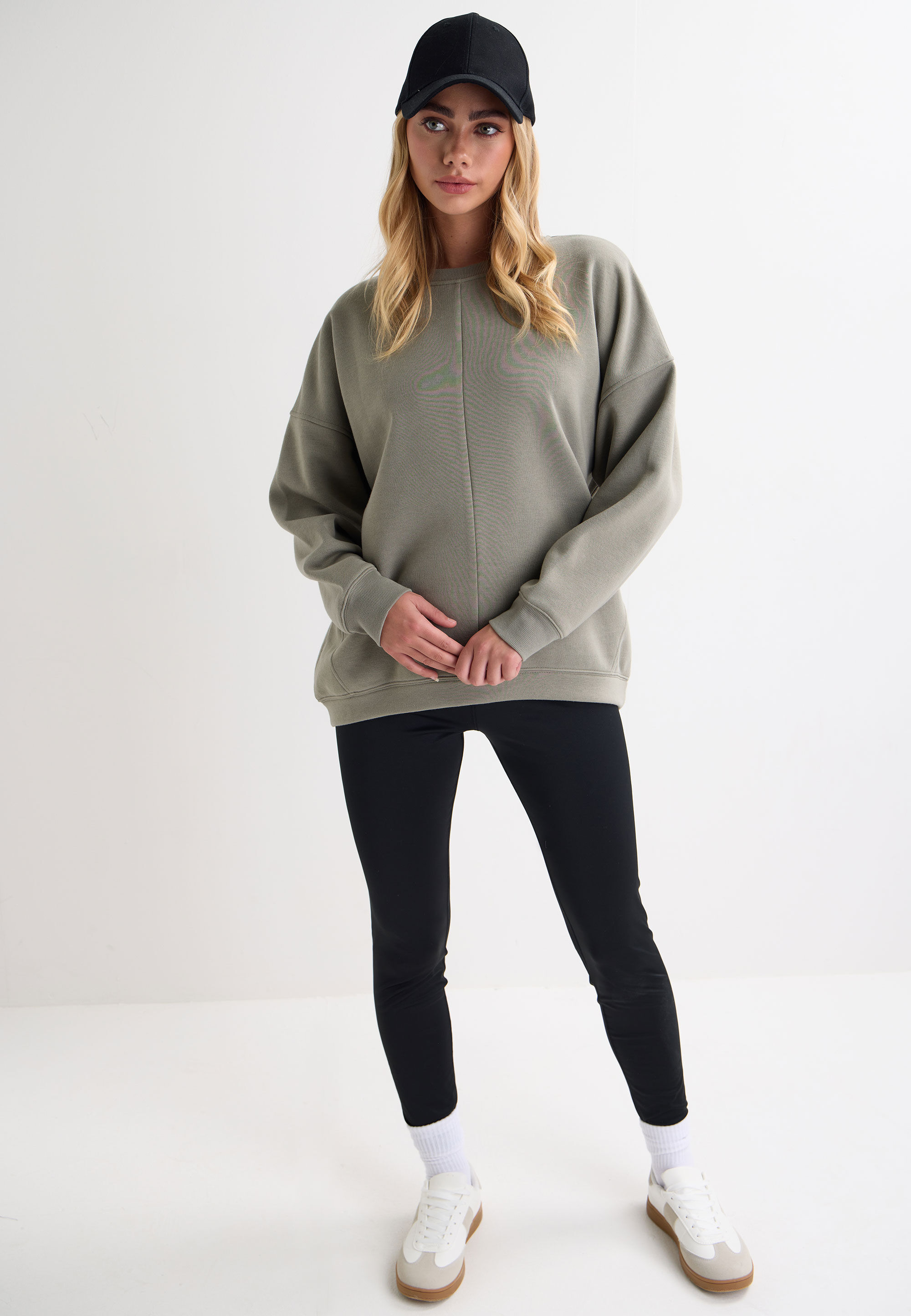 Womens Sage Curved Hem Sweatshirt
