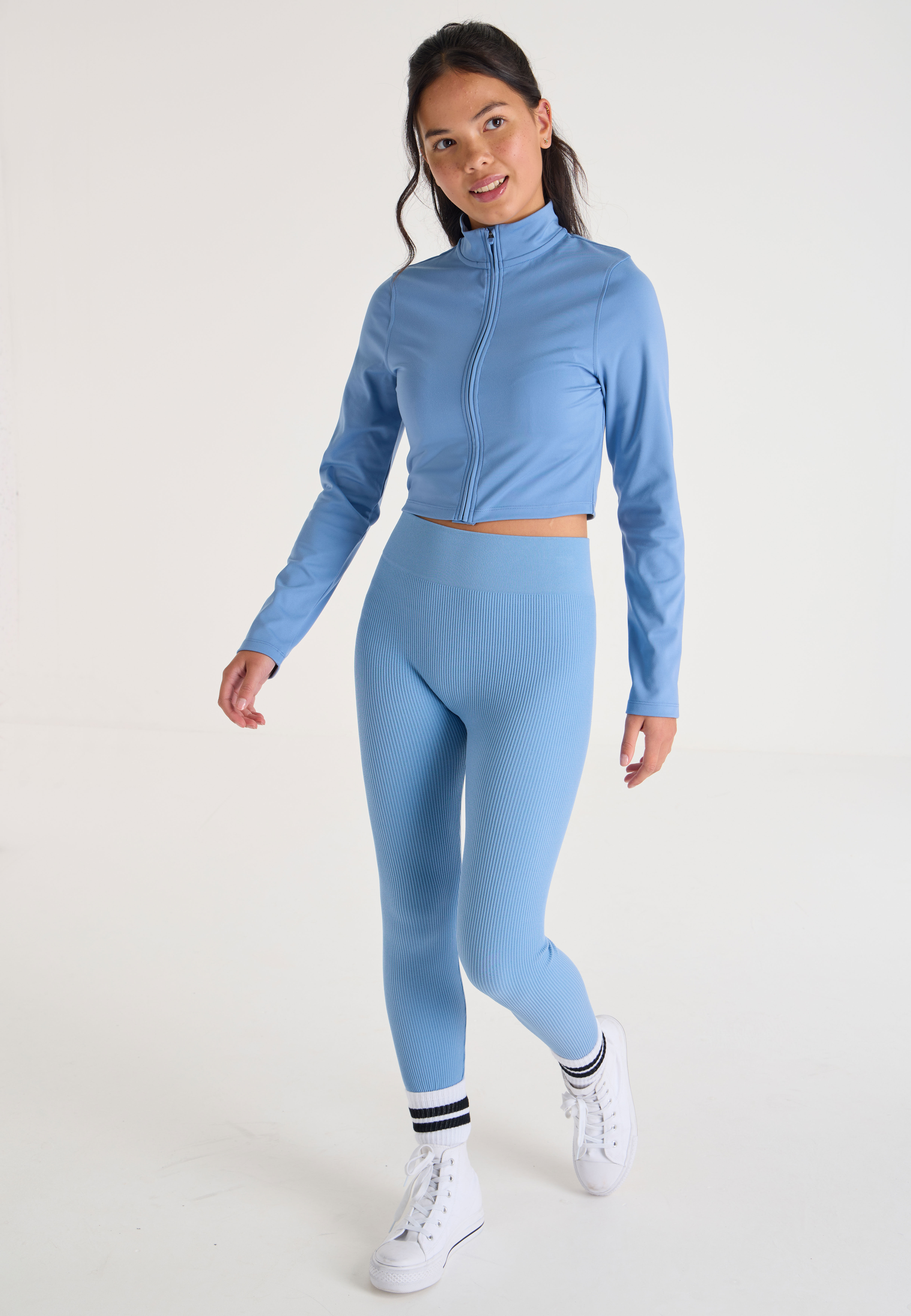 Older Girls Blue Zip Through Active Top