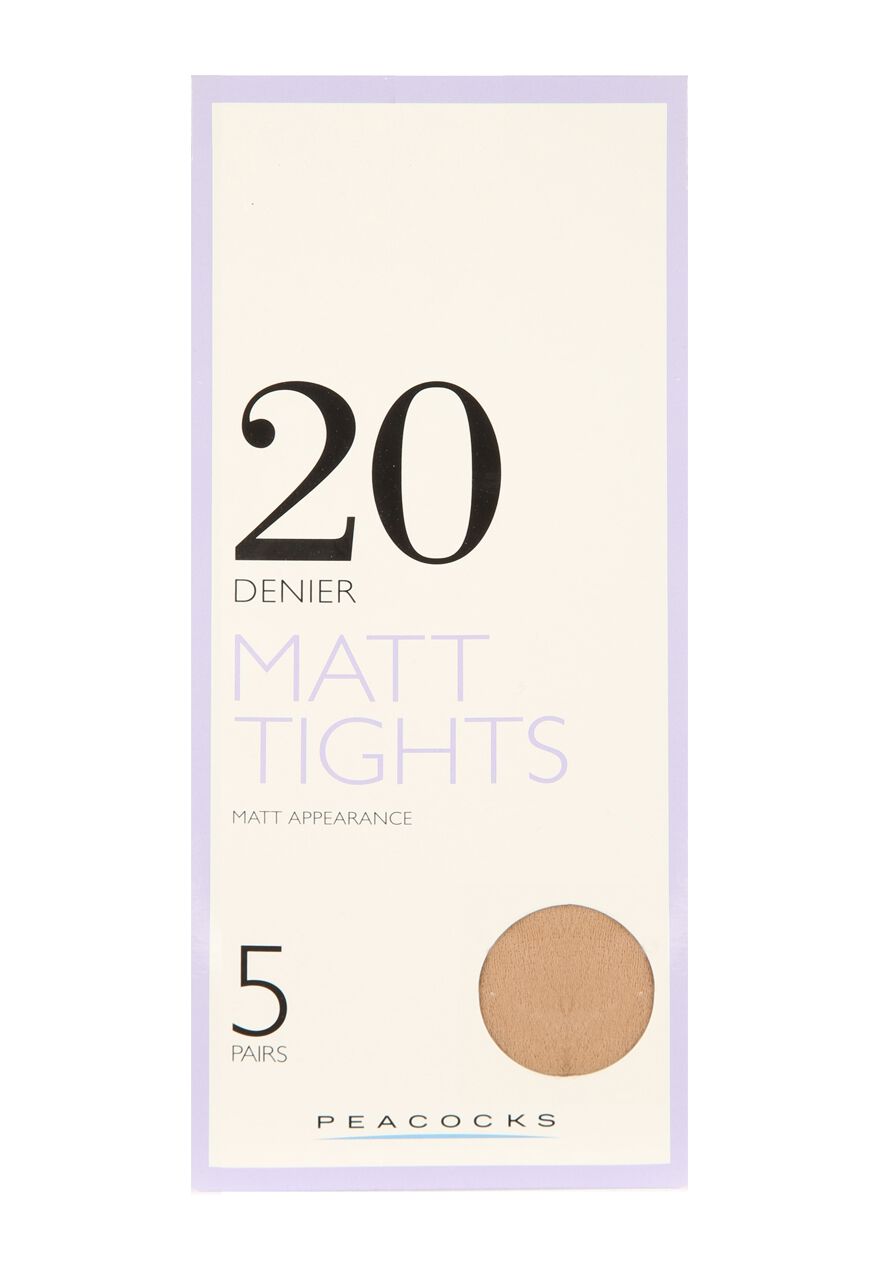 Womens Natural 20 Denier 5pk Tights Large