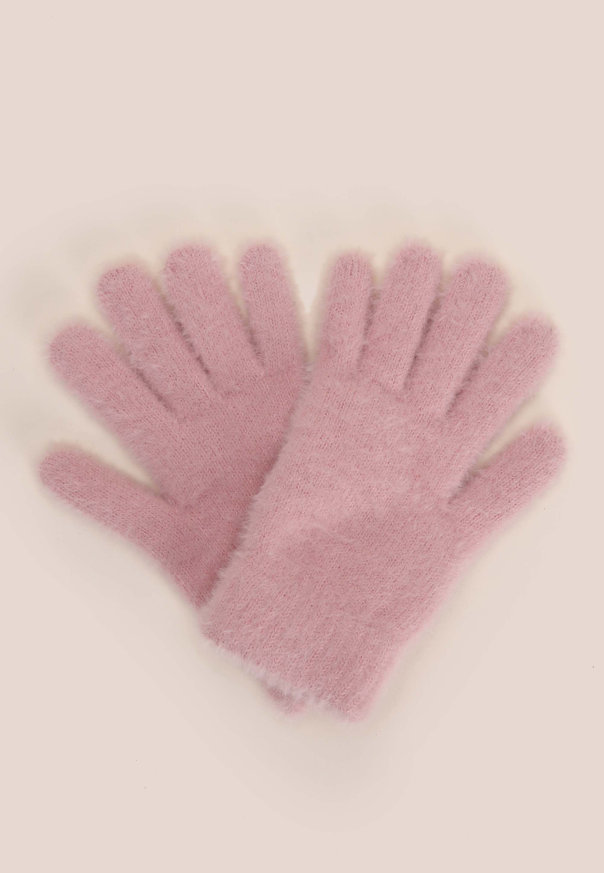 Womens Pink Eyelash Knit Gloves