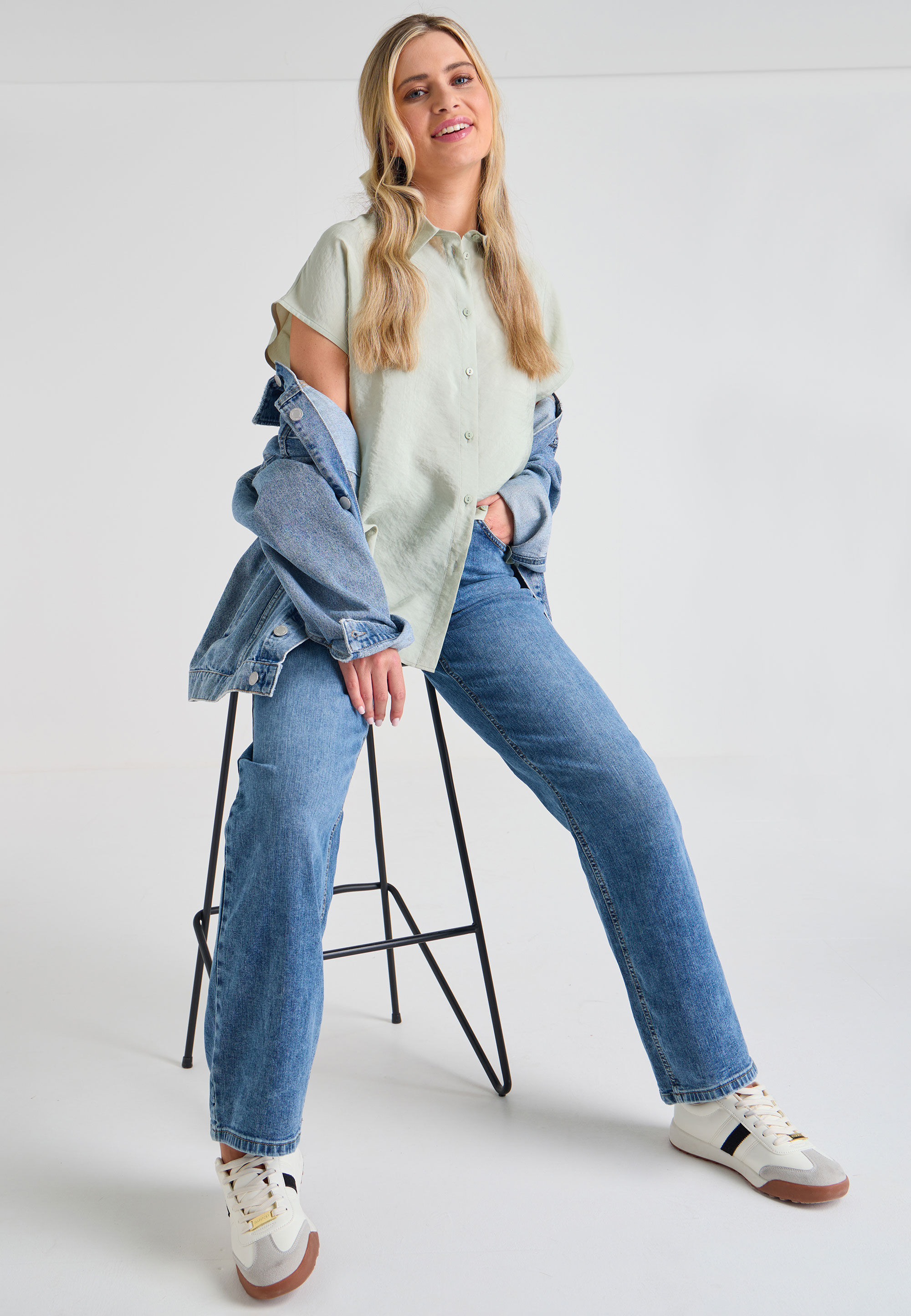 Womens Sage Cap Sleeve Shirt