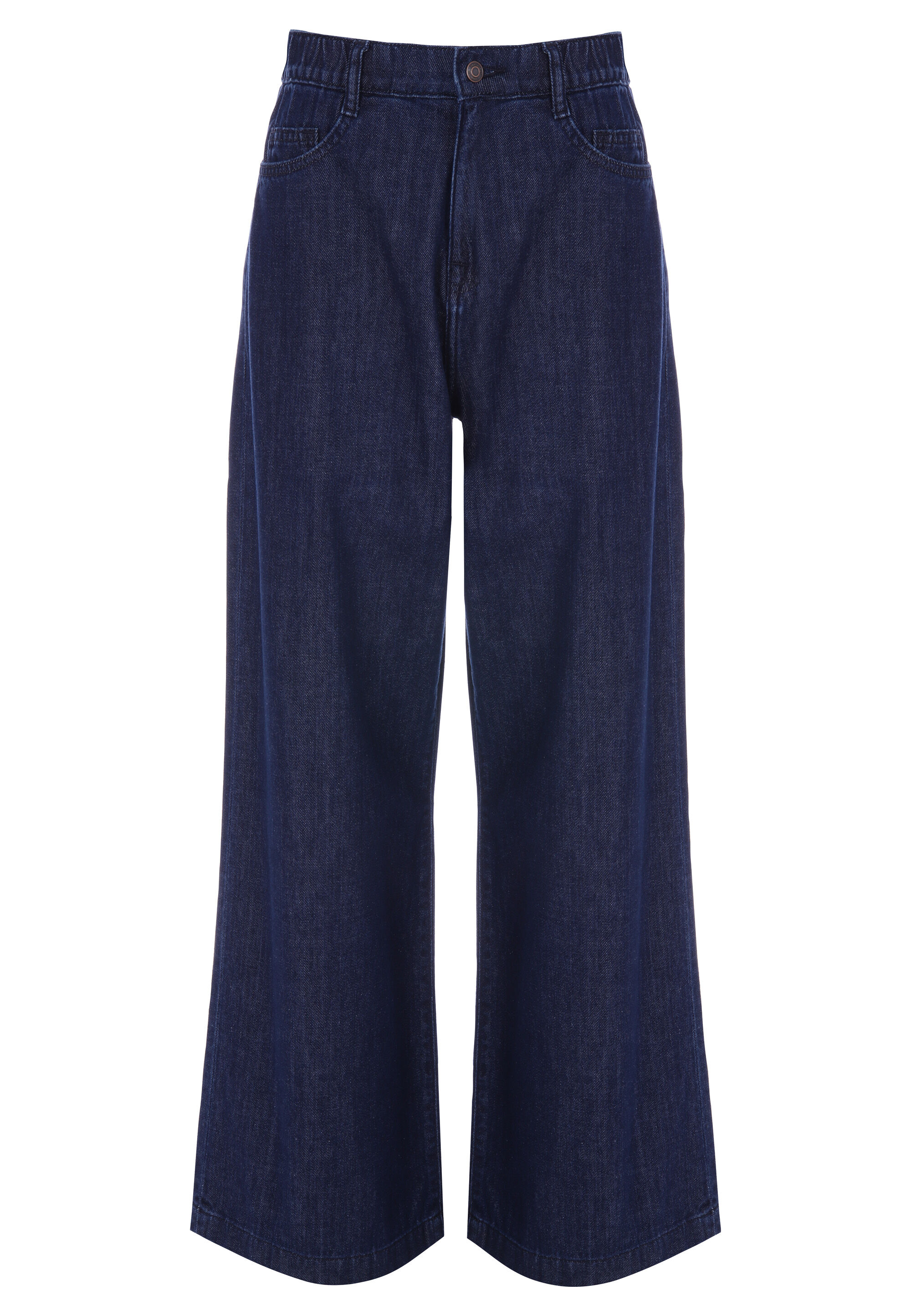Womens Dark Blue Wide Leg Palazzo Jeans