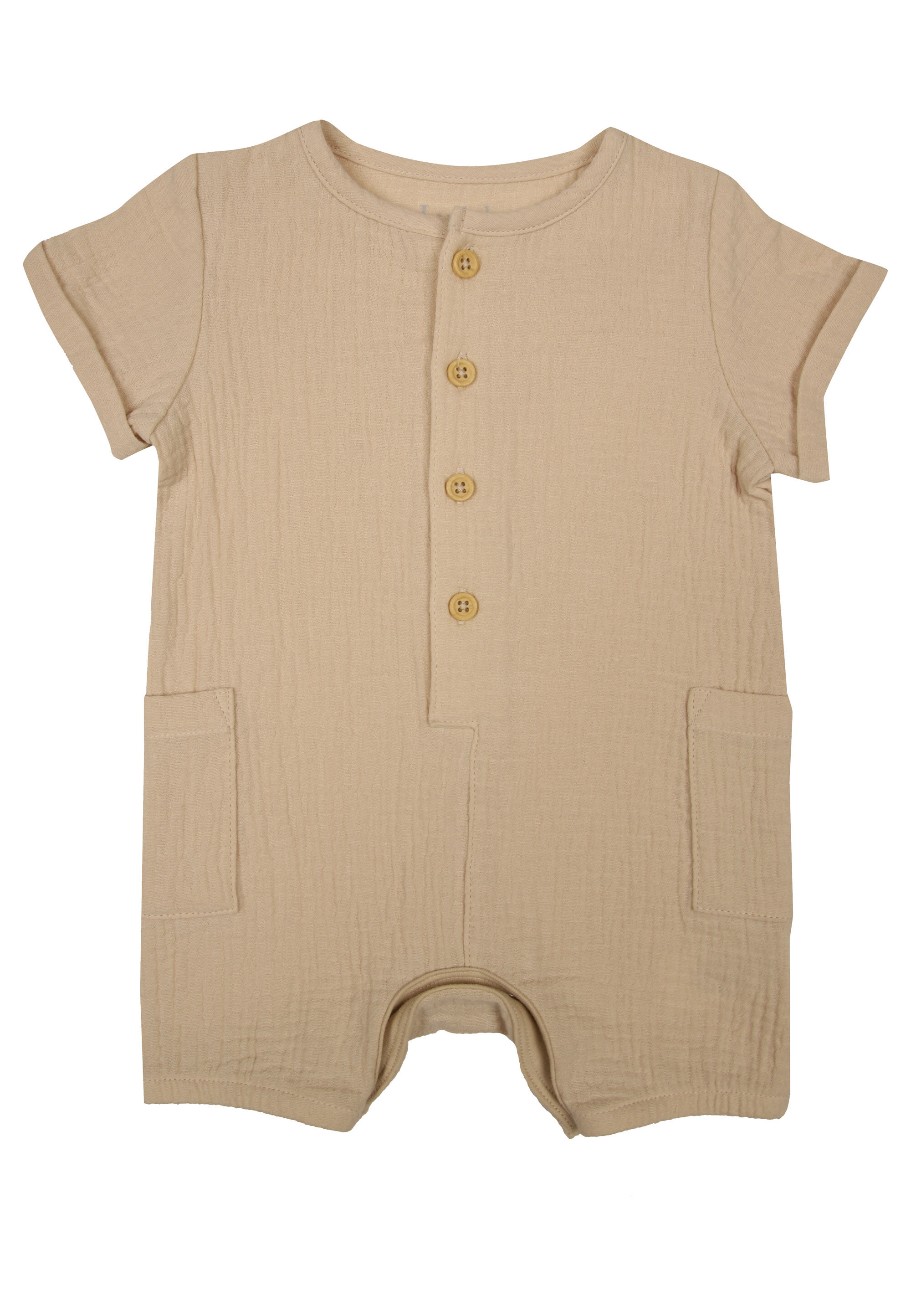 Baby Boys Stone Cotton Cheesecloth Romper