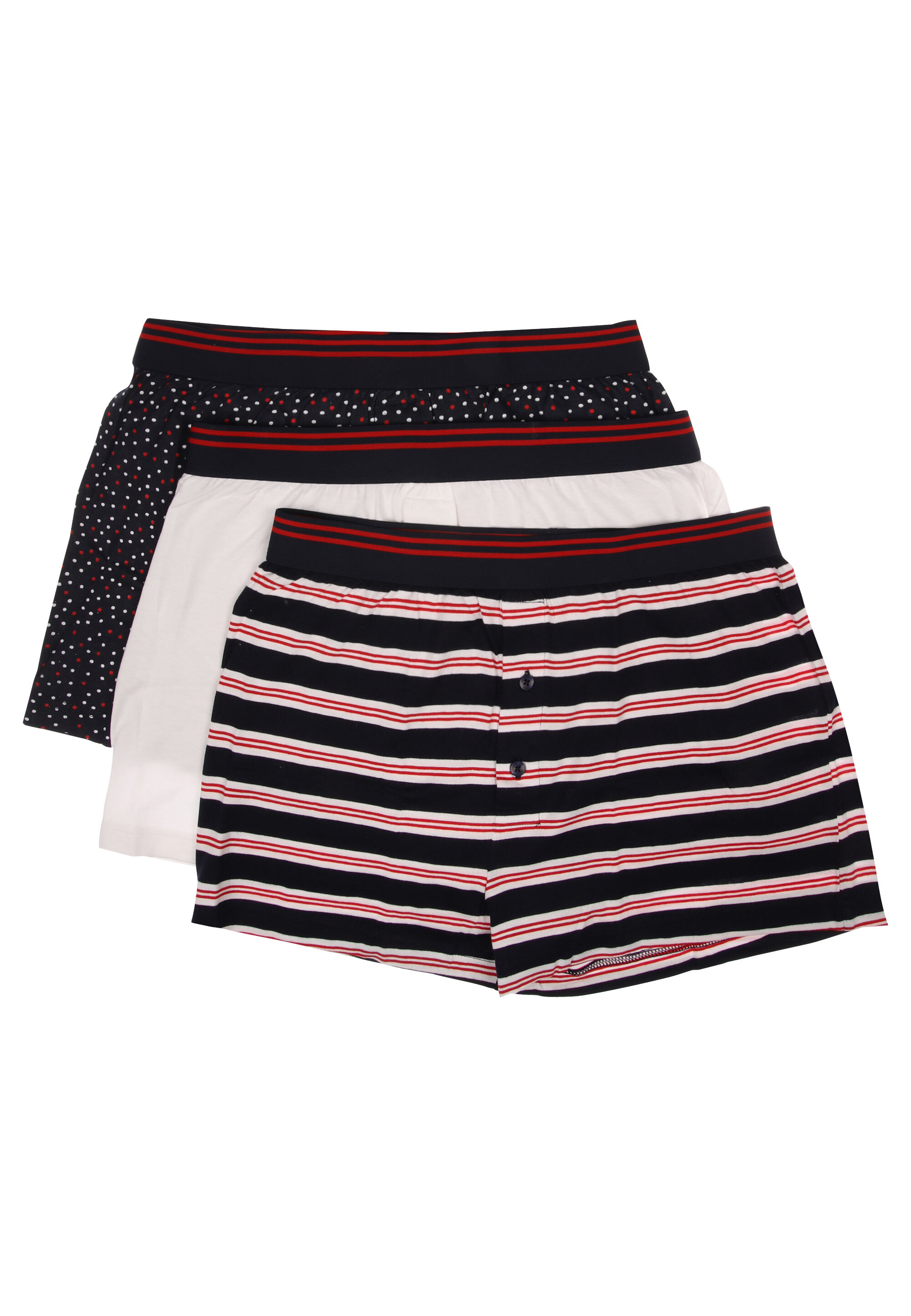 Mens 3pk Red Stripe Loose Fit Boxers