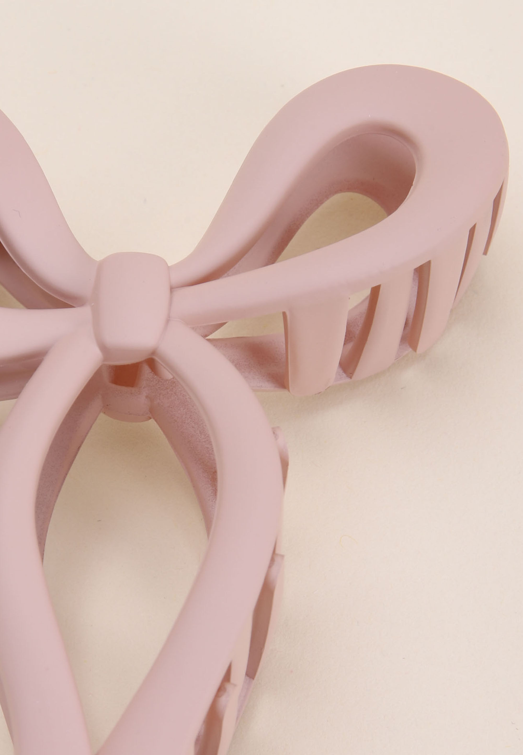 Womens Pink Matte Bow Claw Hair Clip