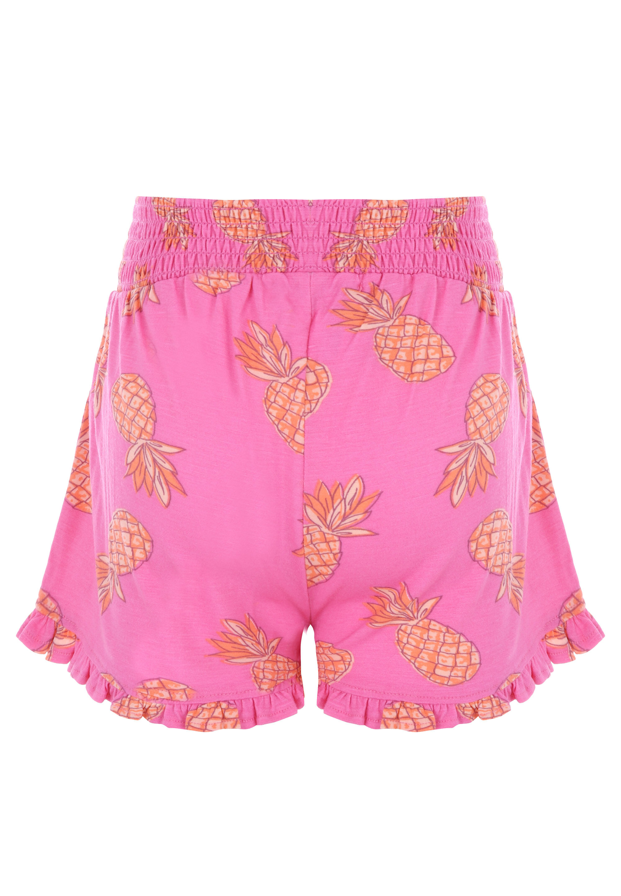 Younger Girls Pink Pineapple Frill Shorts