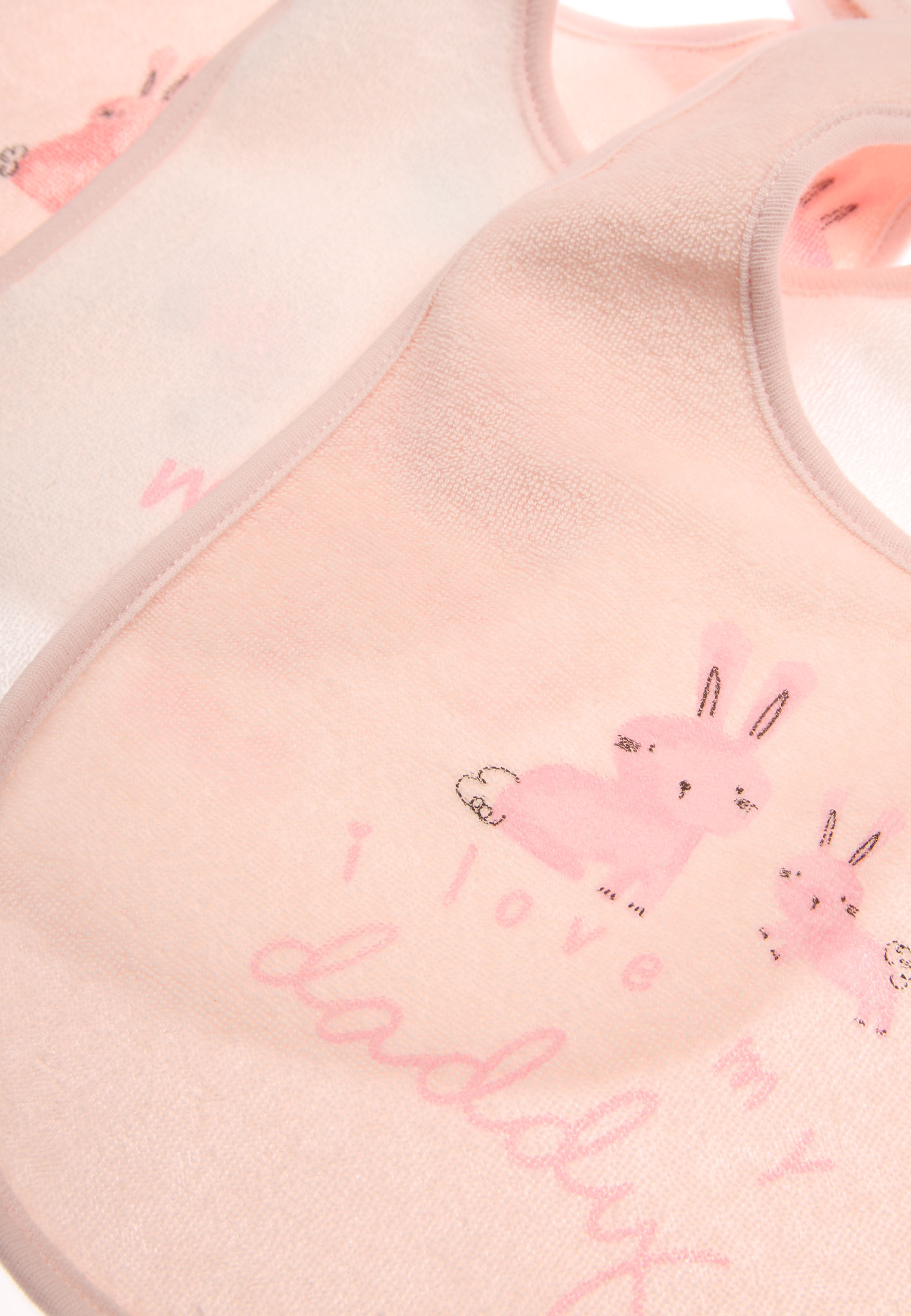 Baby 3pk Pink Bunny Slogan Bibs
