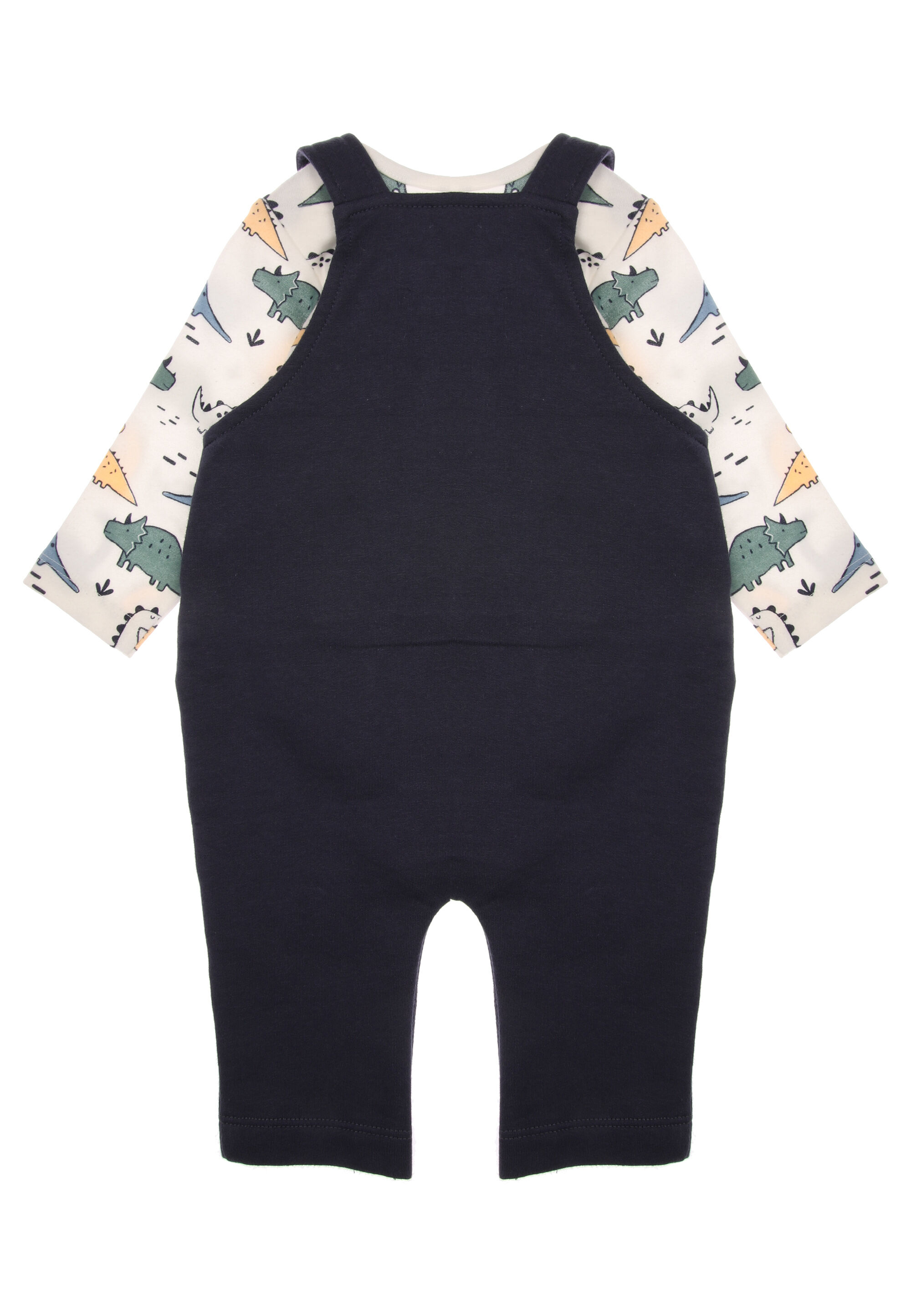 Baby Boys Navy Dinosaur Dungarees Set