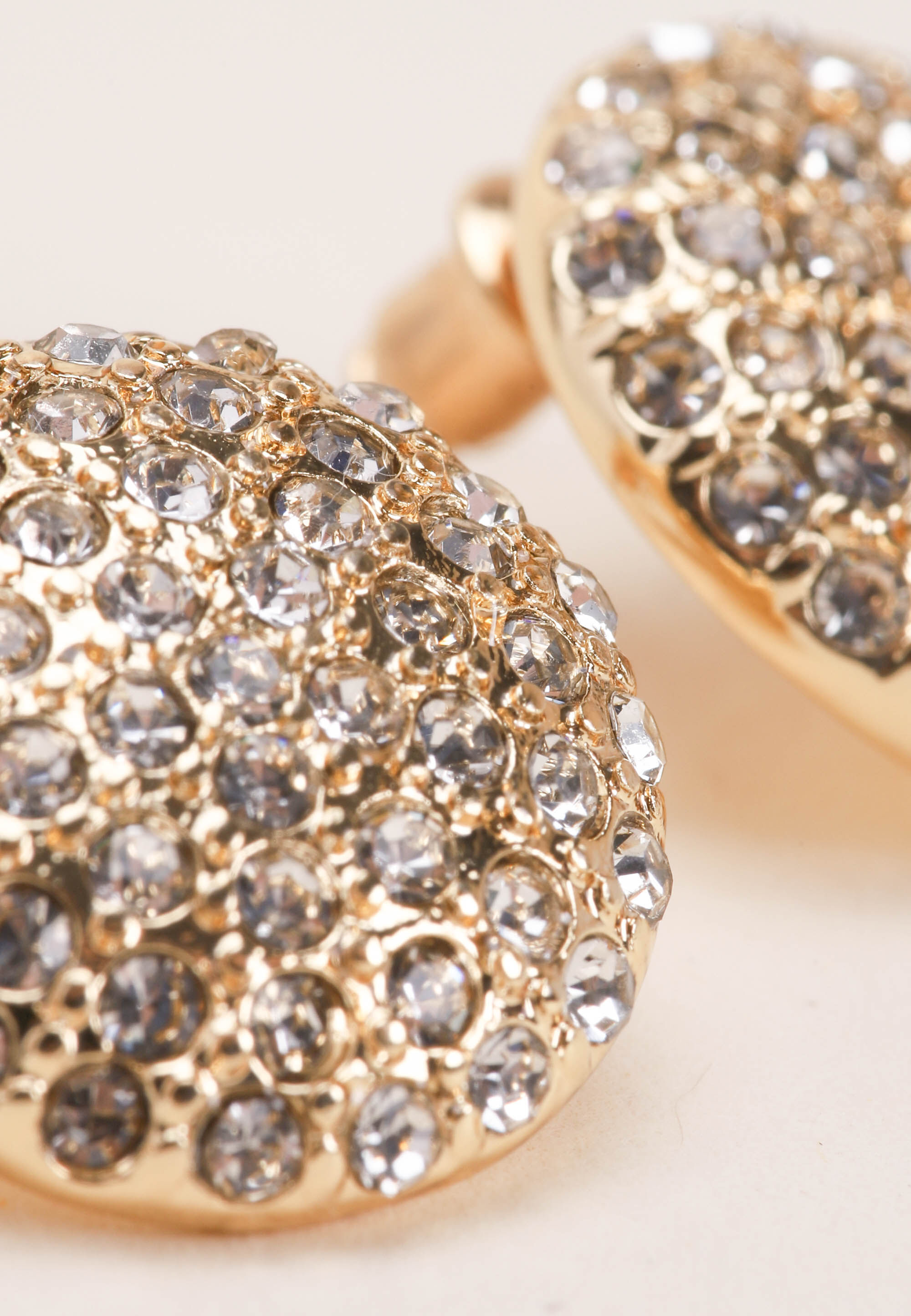 Womens Gold Diamante Large Stud Earrings