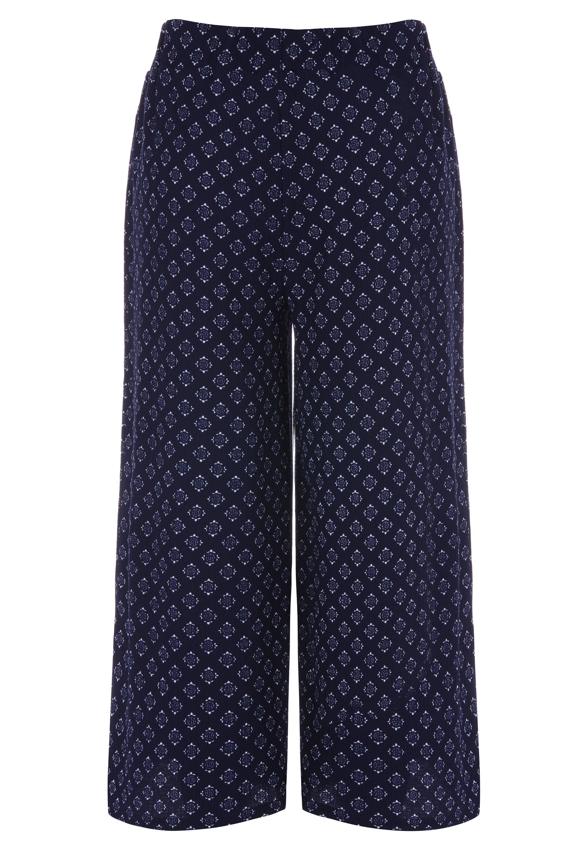 Womens Navy Tile Print Culotte Trousers