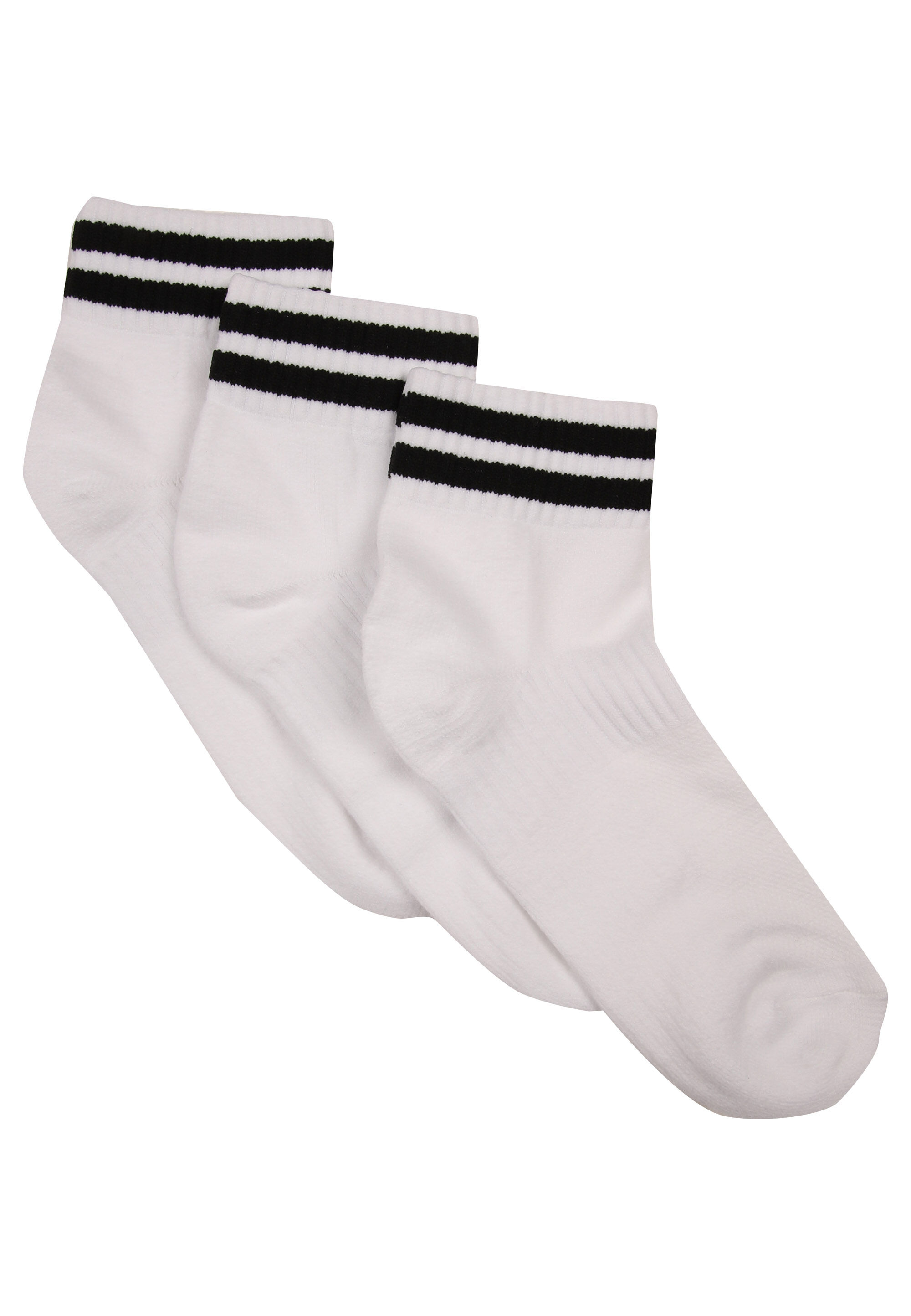 Womens 3pk White Stripe Microfibre Quarter Socks