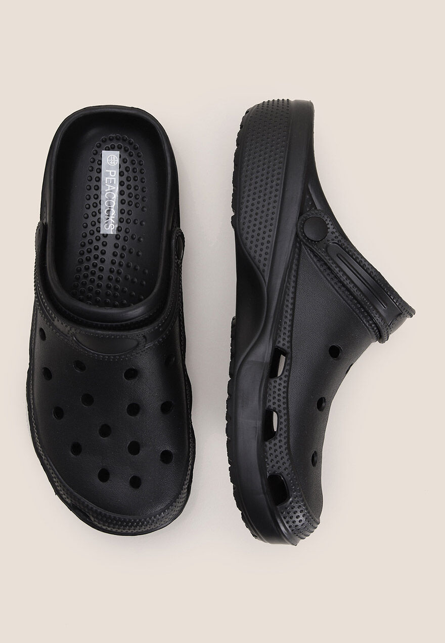 Mens Plain Black Clogs