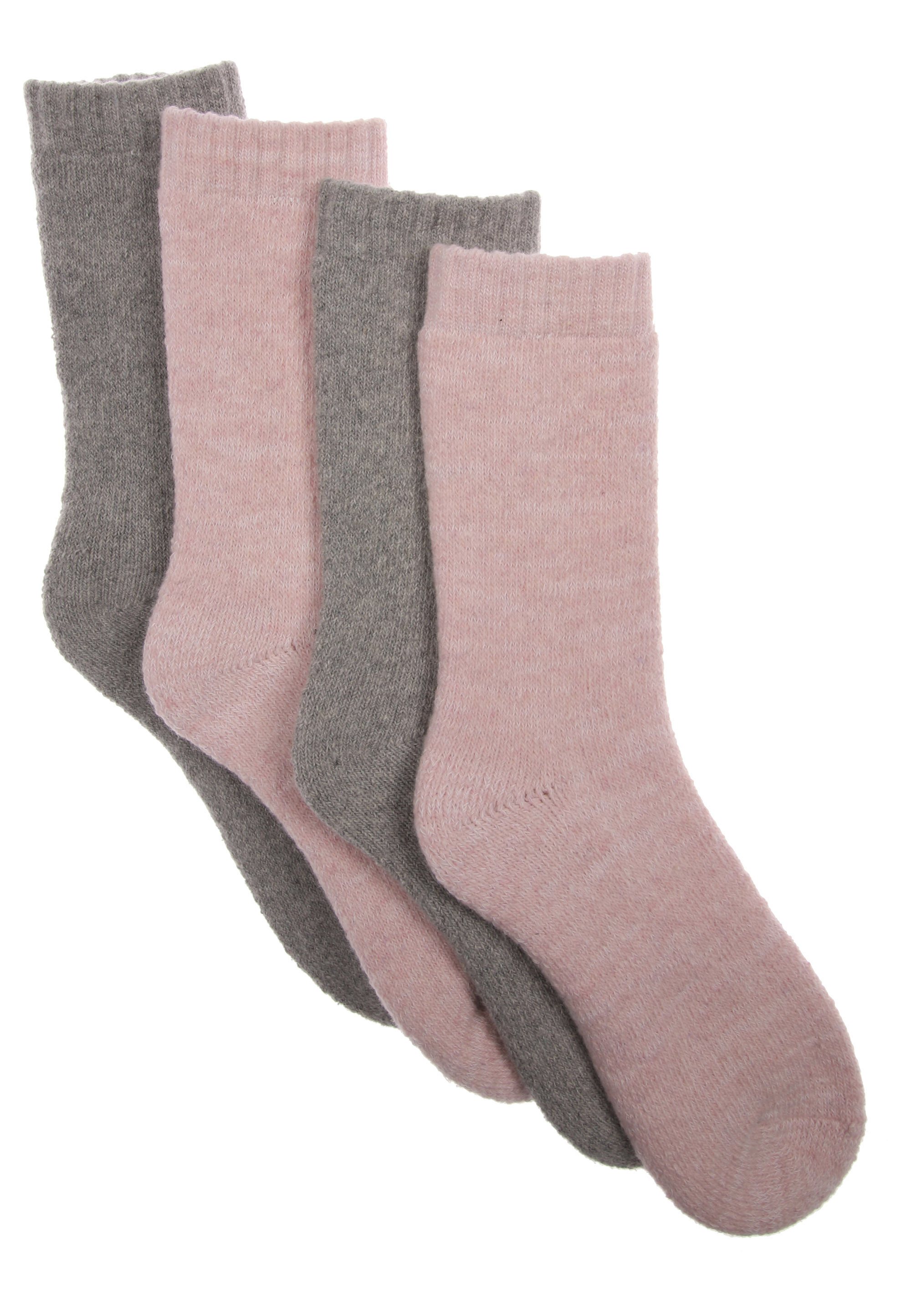 Womens 2pk Grey & Pink Stripe Heavy Weight Socks