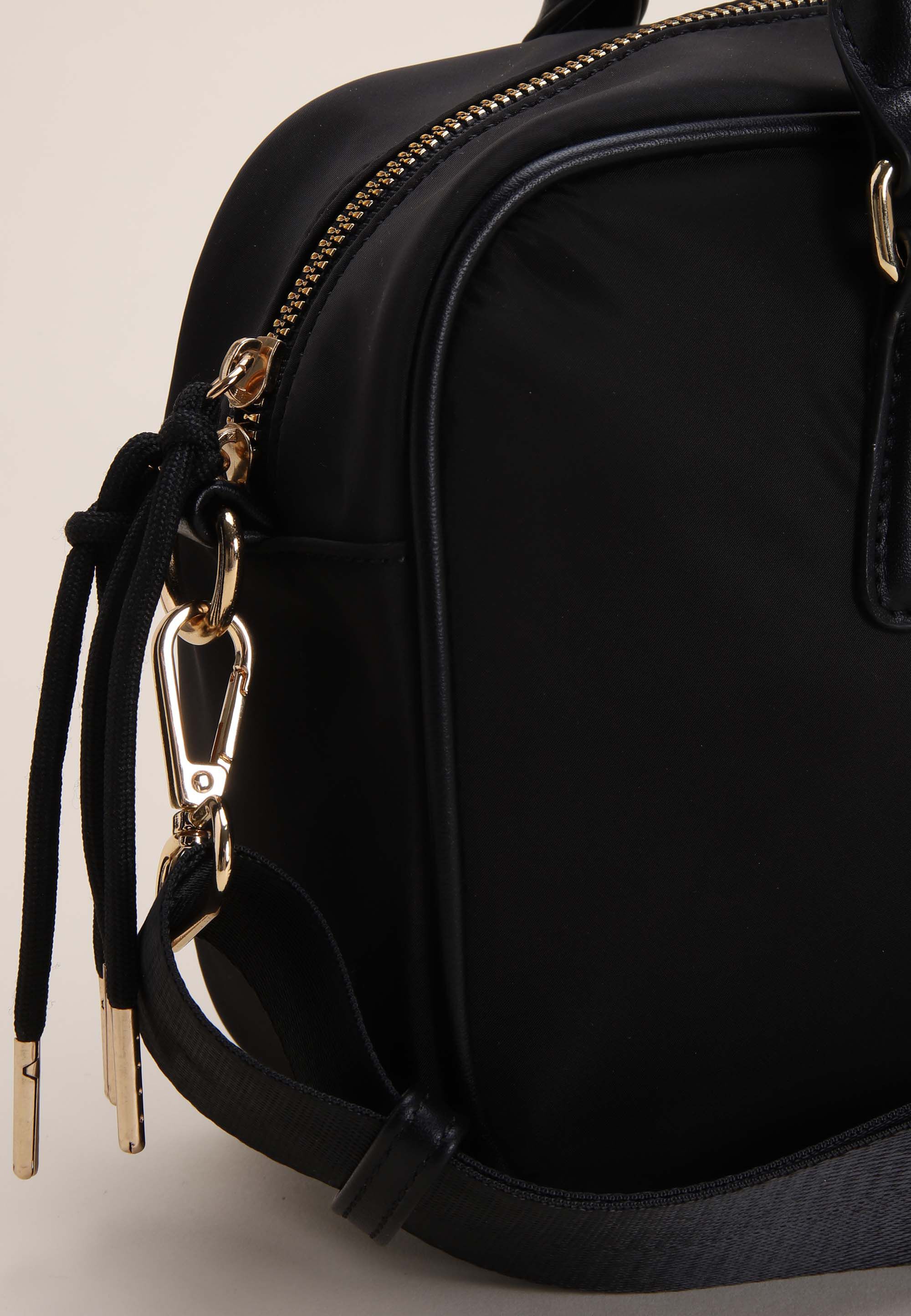 Womens Plain Black Nylon Bowler Bag