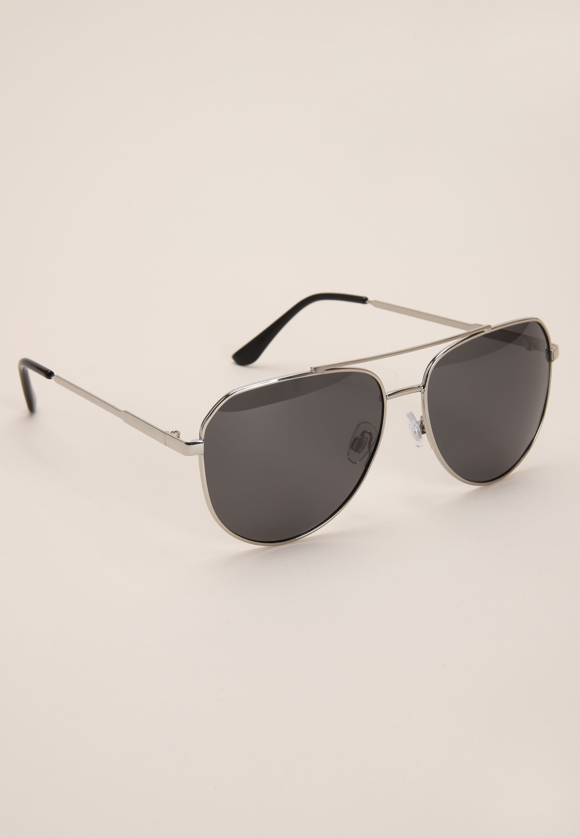 Mens Silver & Black Aviator Polarised Sunglasses