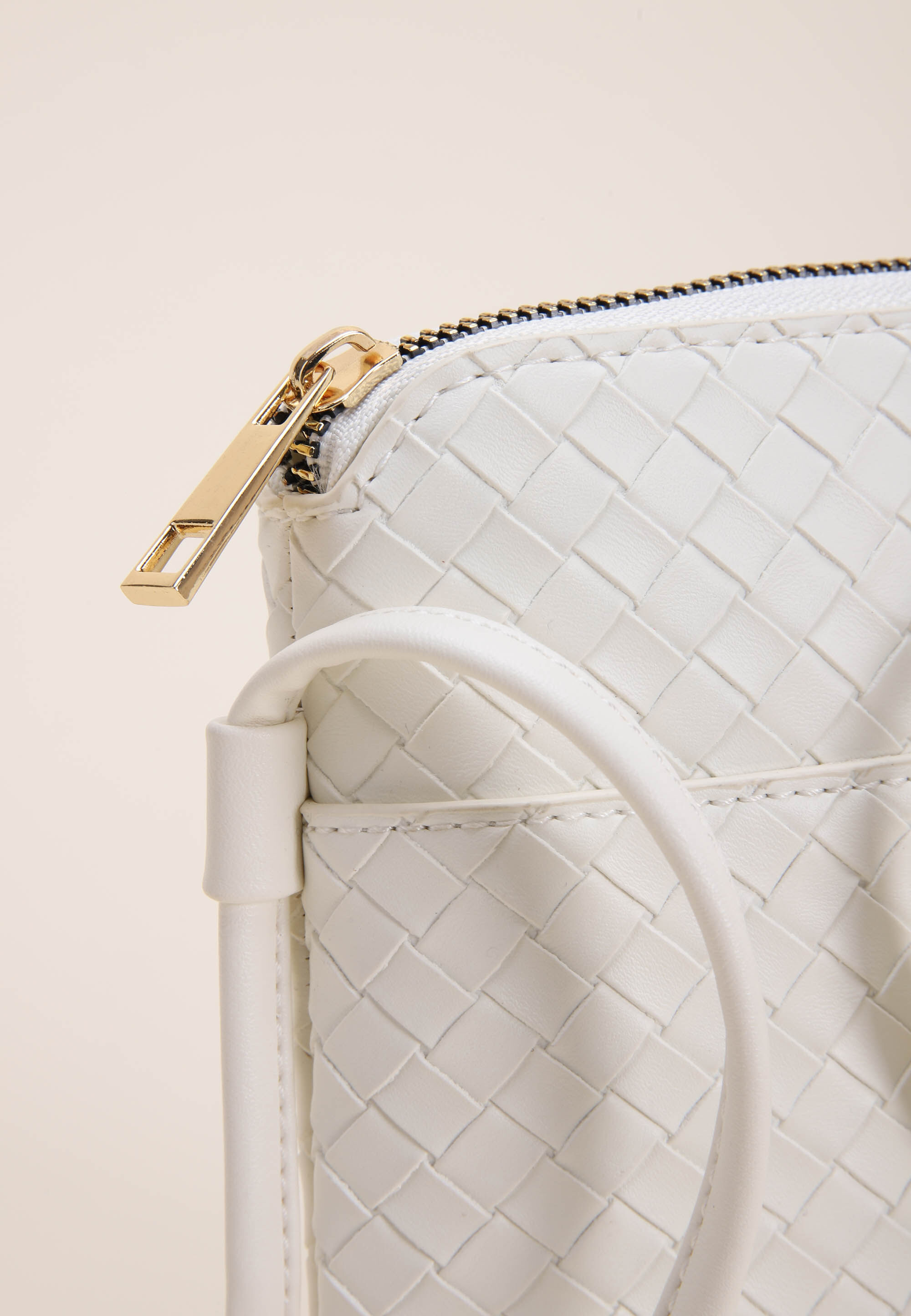 Womens Cream Woven Cross Body Phone Holder