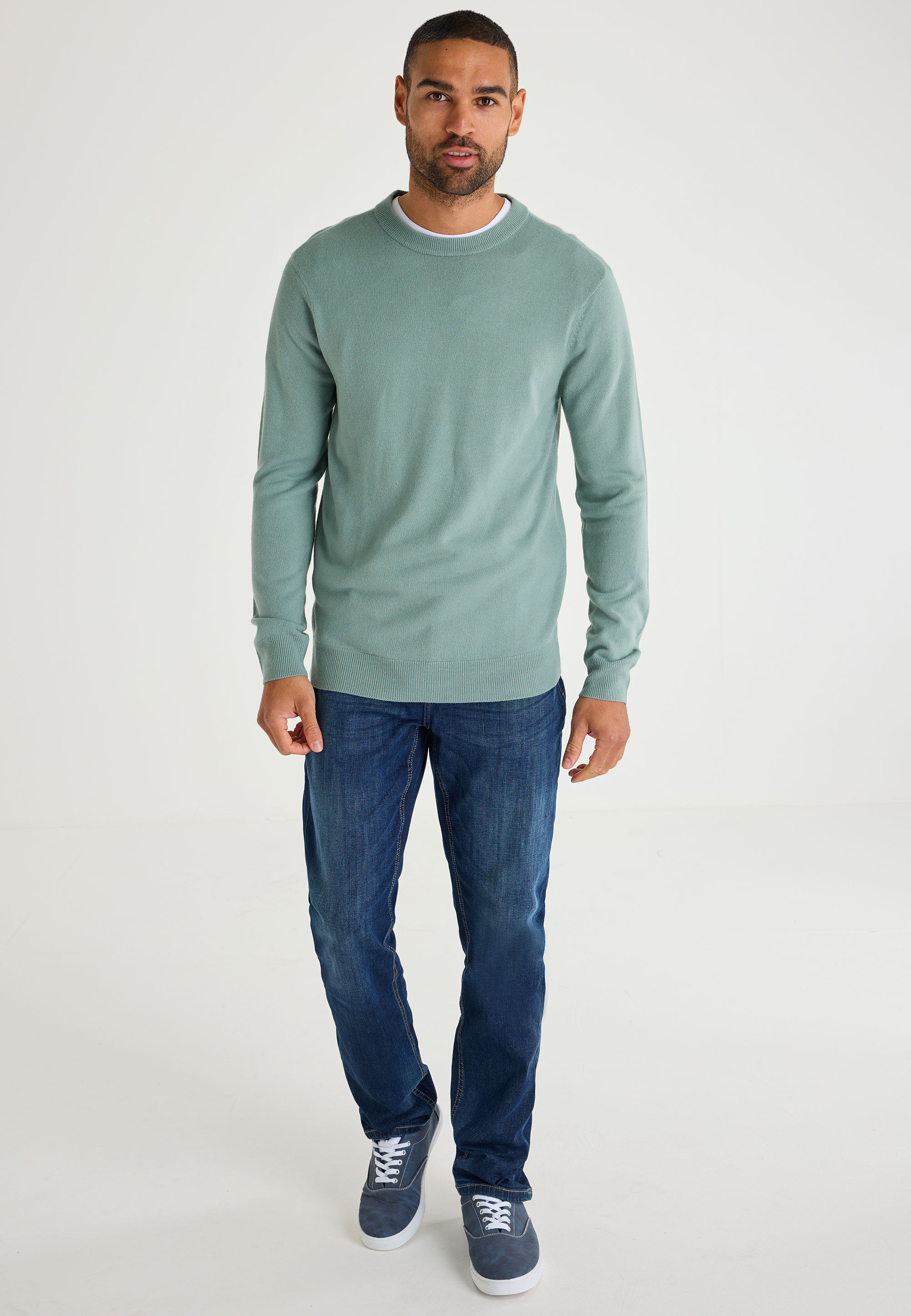Mens Sage Soft Touch Knitted Jumper