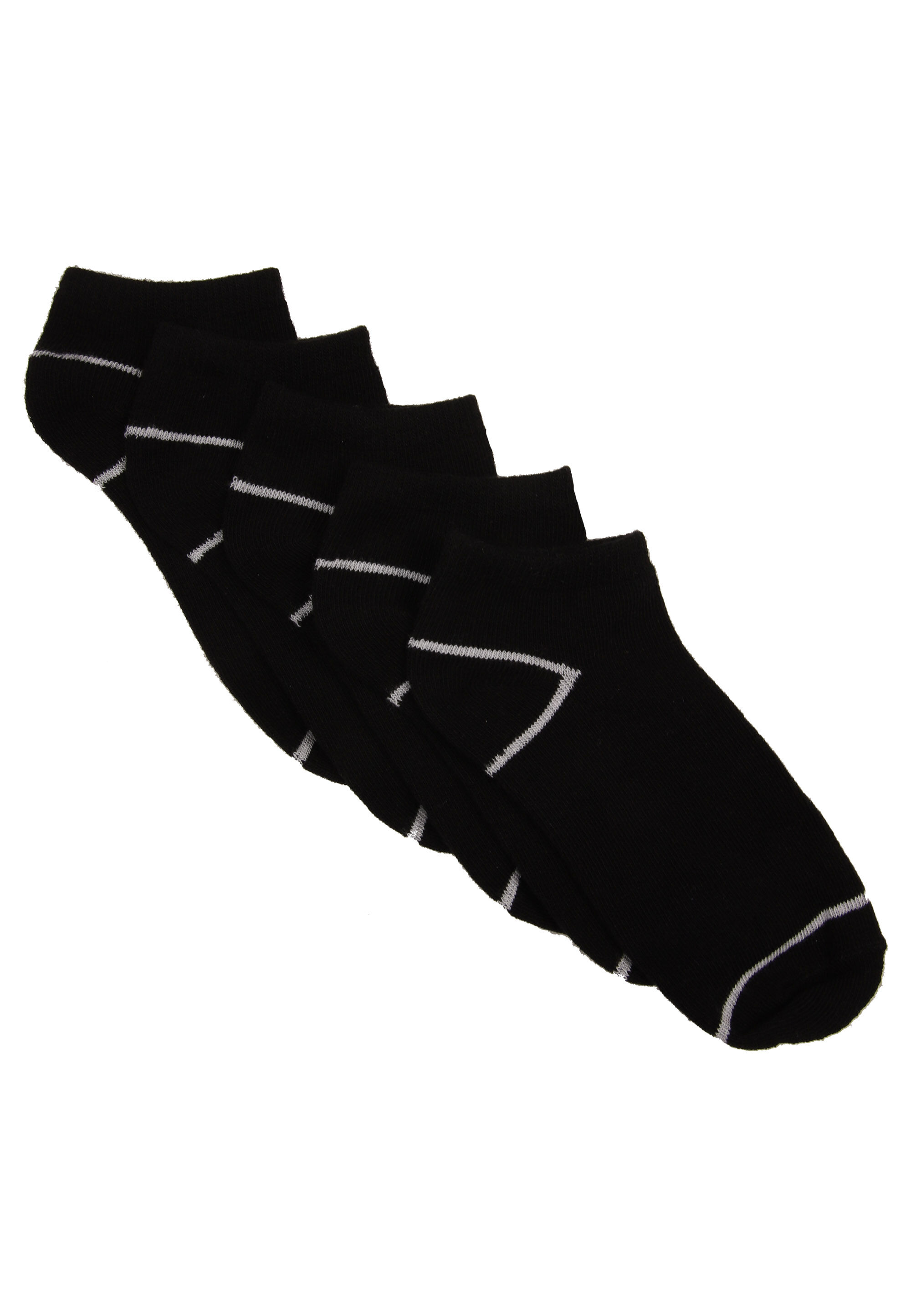 Boys 5pk Black Stripe Ribbed Trainer Socks