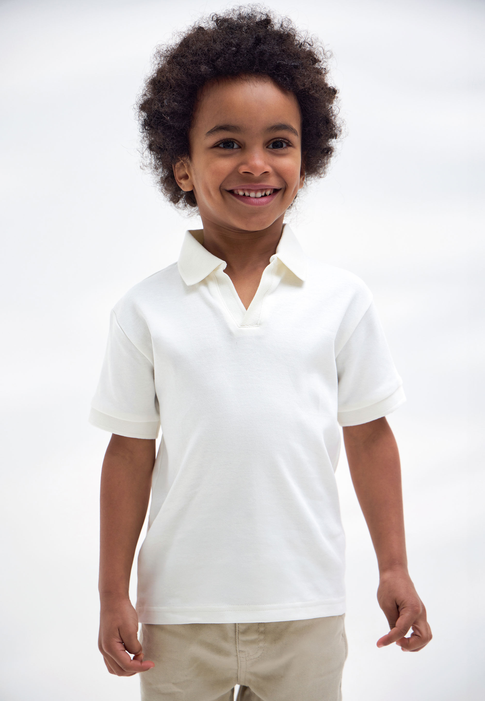 Younger Boys Ecru Plain Polo Shirt